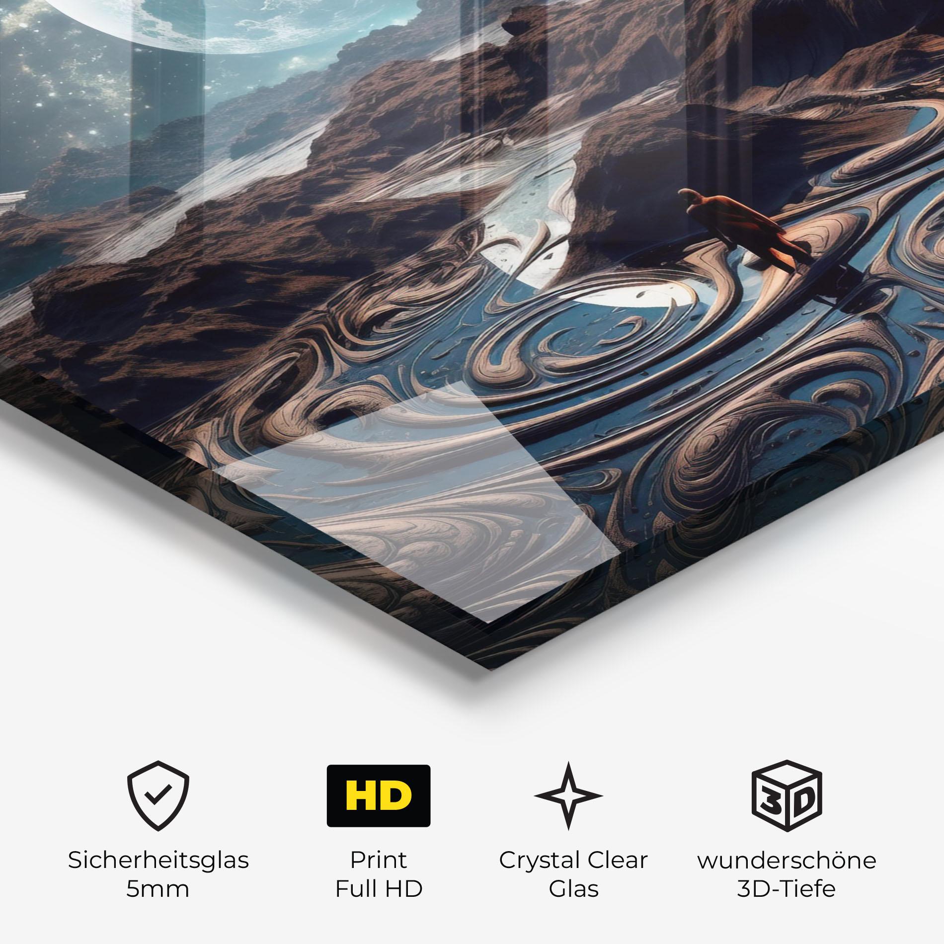 Glasbild Desert Big Moon mockup 3