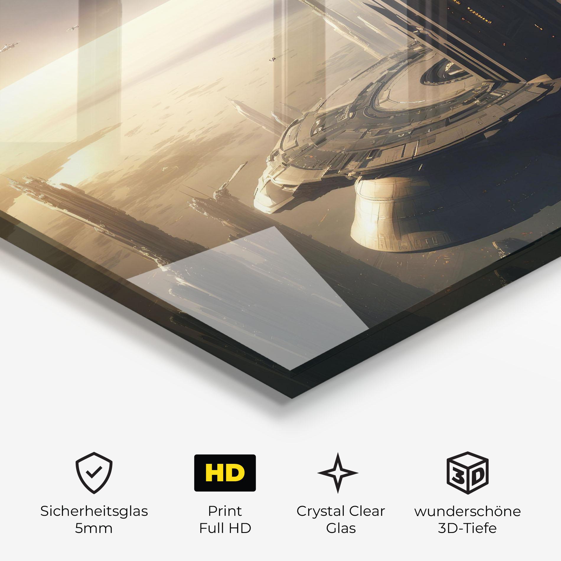 Glasbild Fantasy Futuristic Cityscape mockup 3