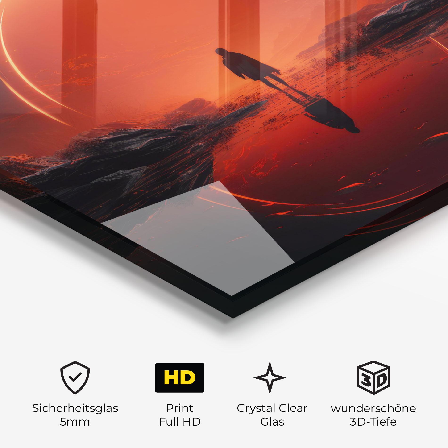 Glasbild Man Orange Orb mockup 3