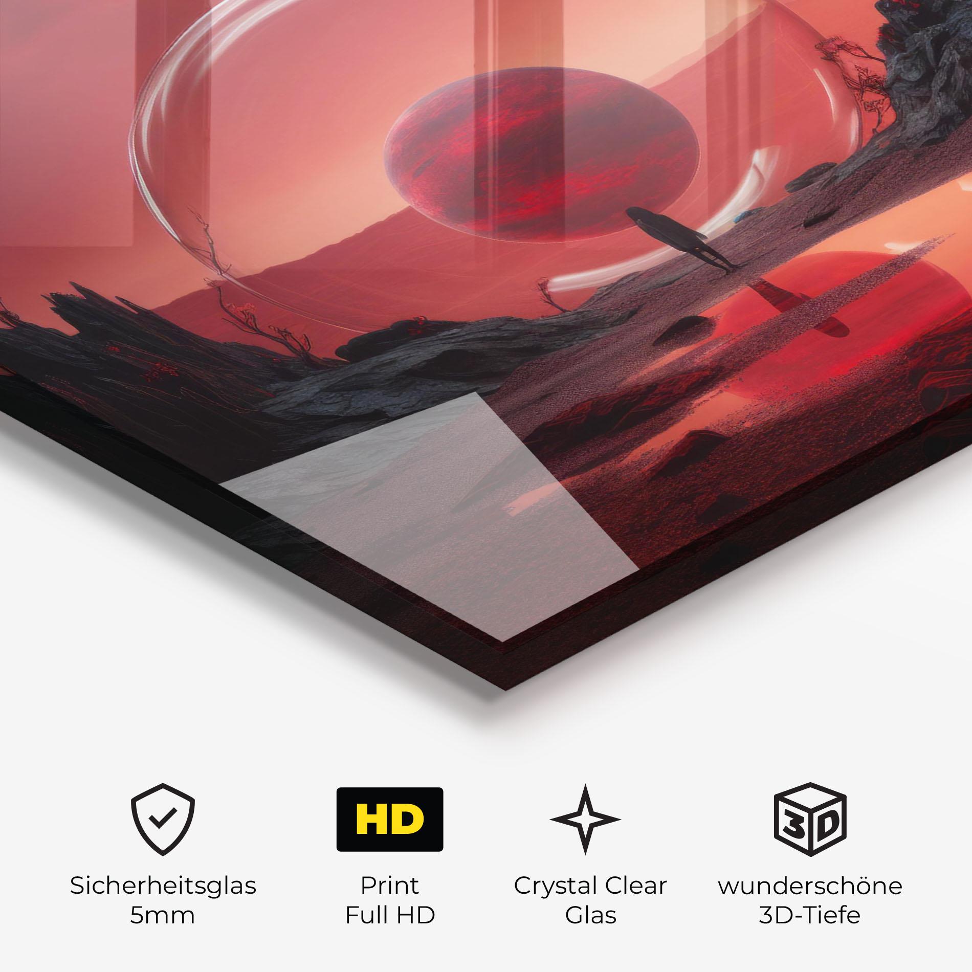 Glasbild Red Planet Art mockup 3