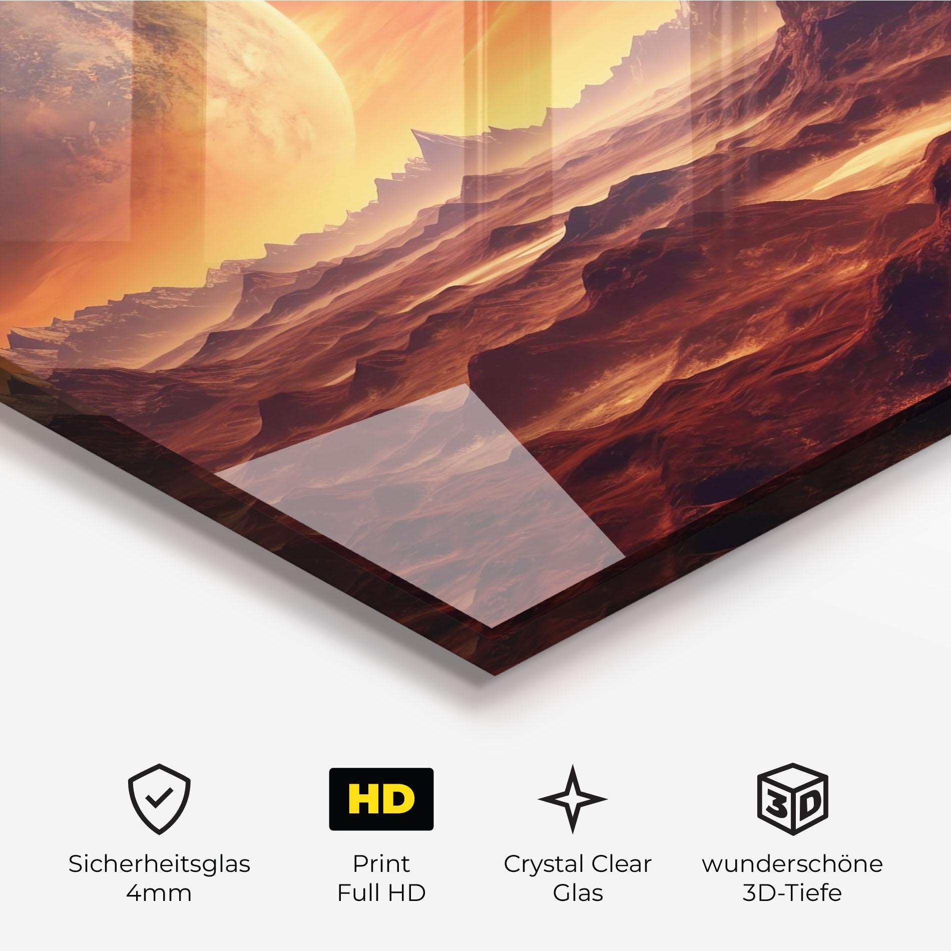 Glasbild Fiery Orange Sunset mockup 3