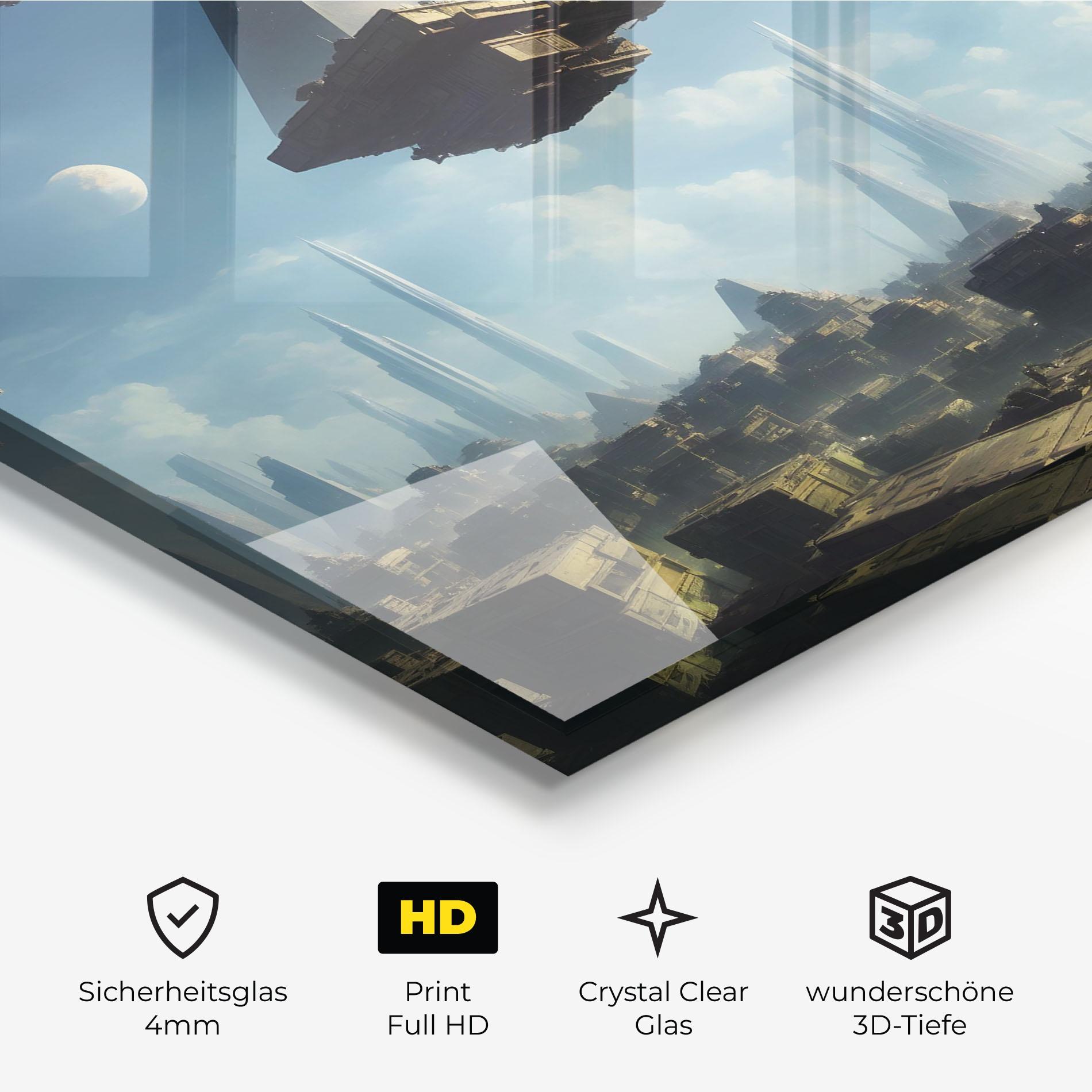 Glasbild Flying Piramids mockup 3