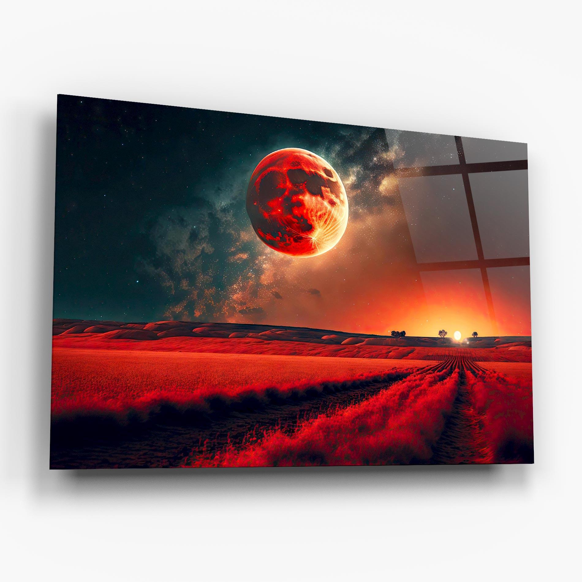 Glasbild Huge Red Moon mockup 6