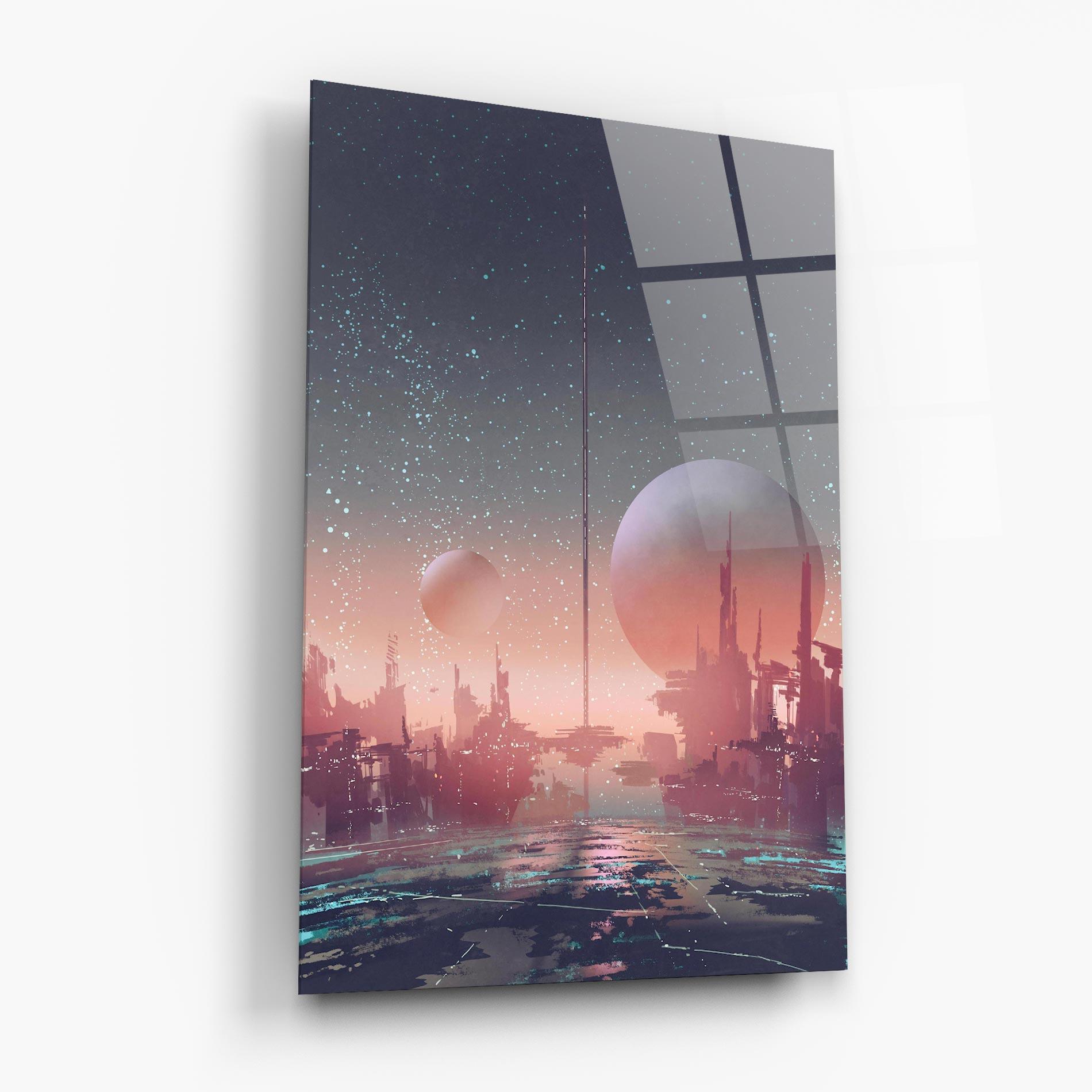 Glasbild Futuristic Alien Buildings mockup 6