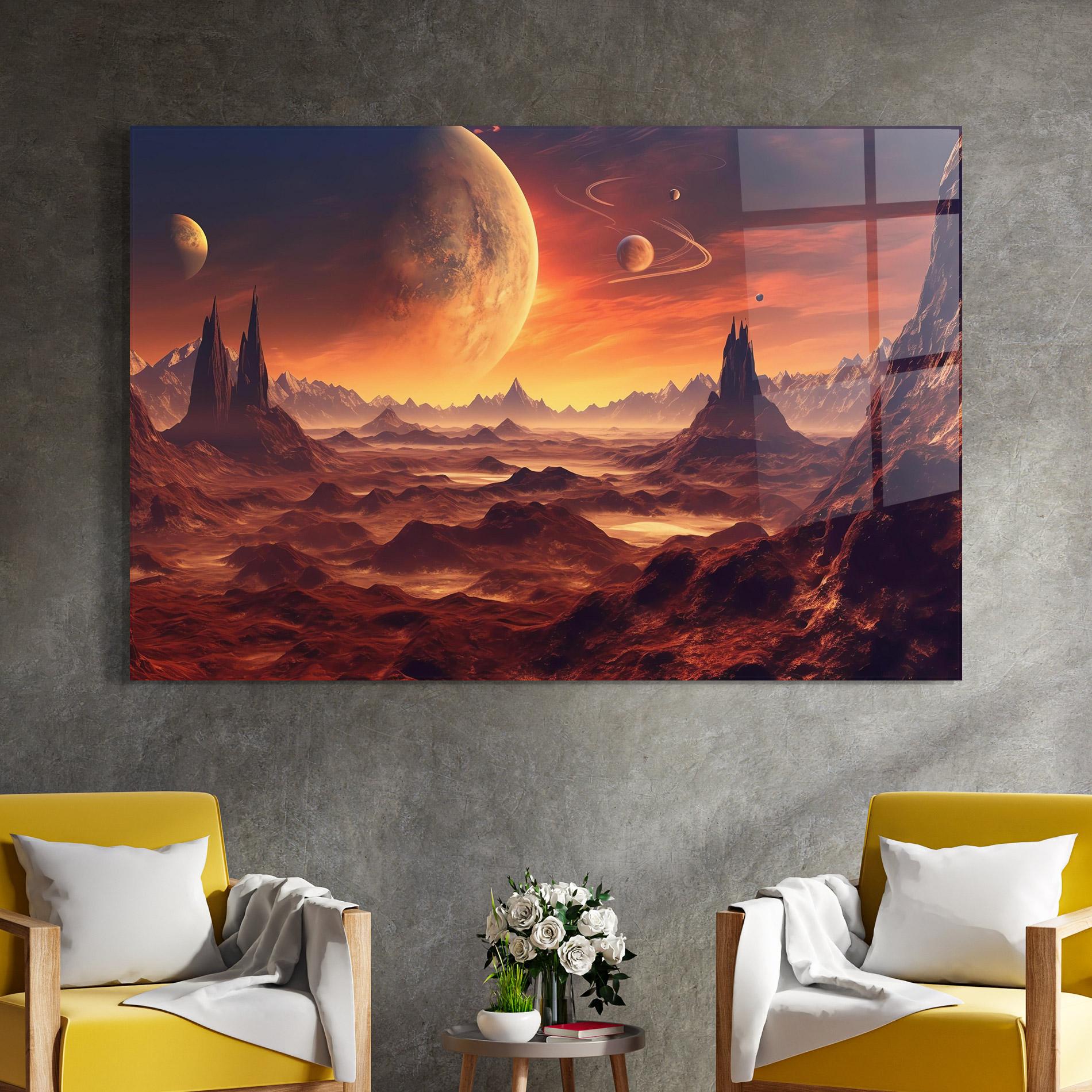 Glasbild Fiery Orange Sunset mockup 4