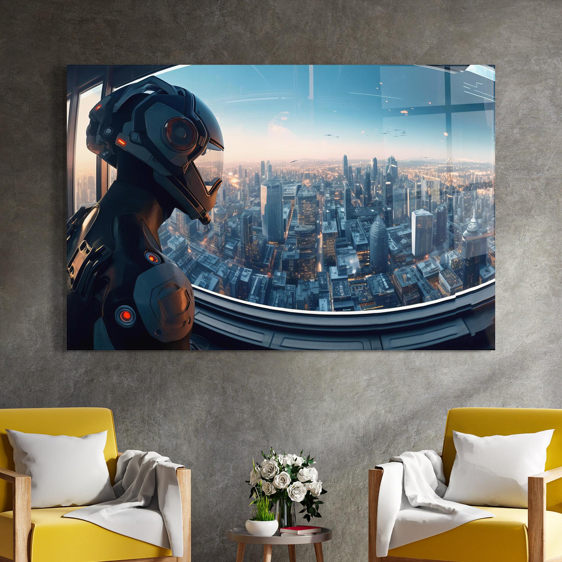 Glasbild Futuristic Robot mockup 4