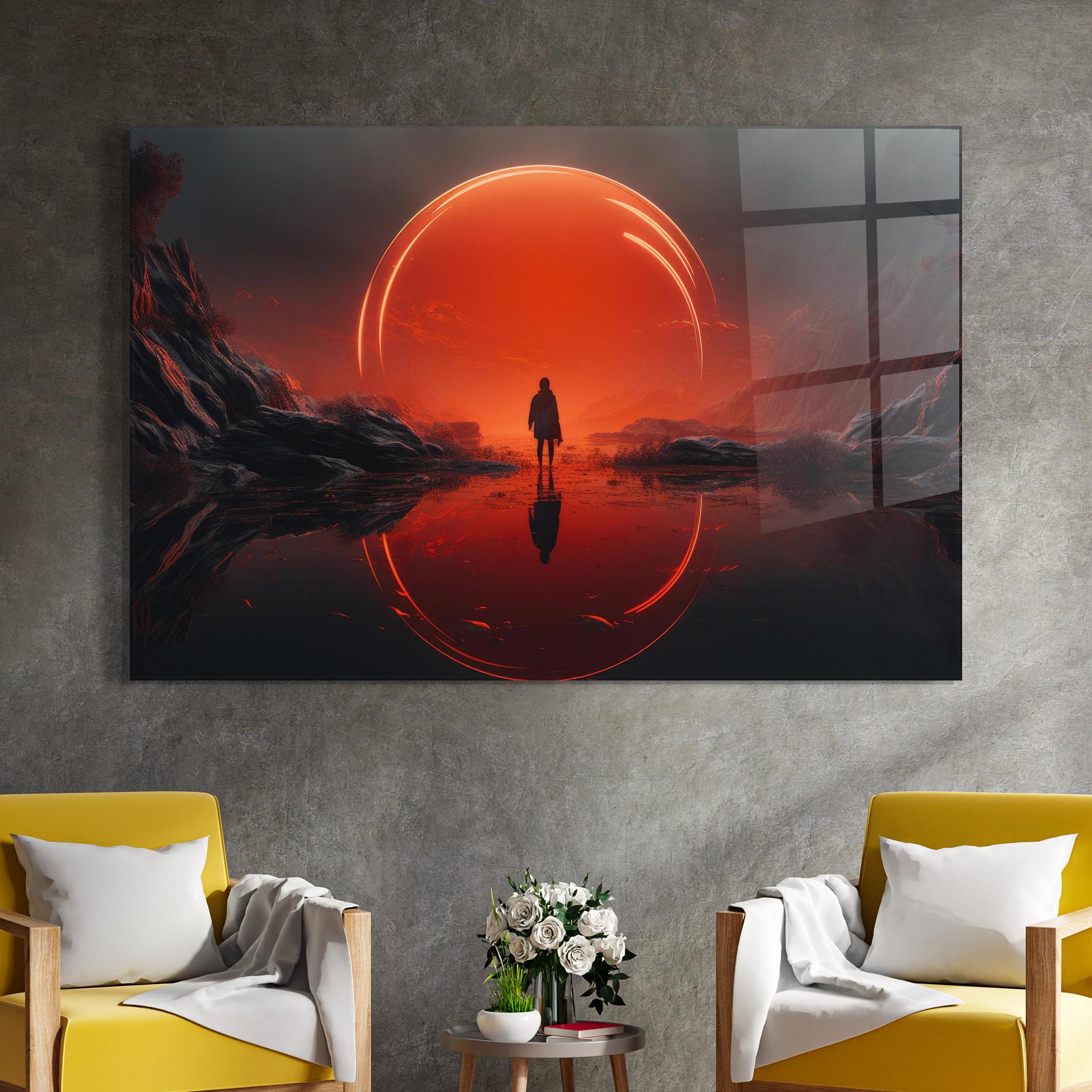 Glasbild Man Orange Orb mockup 4