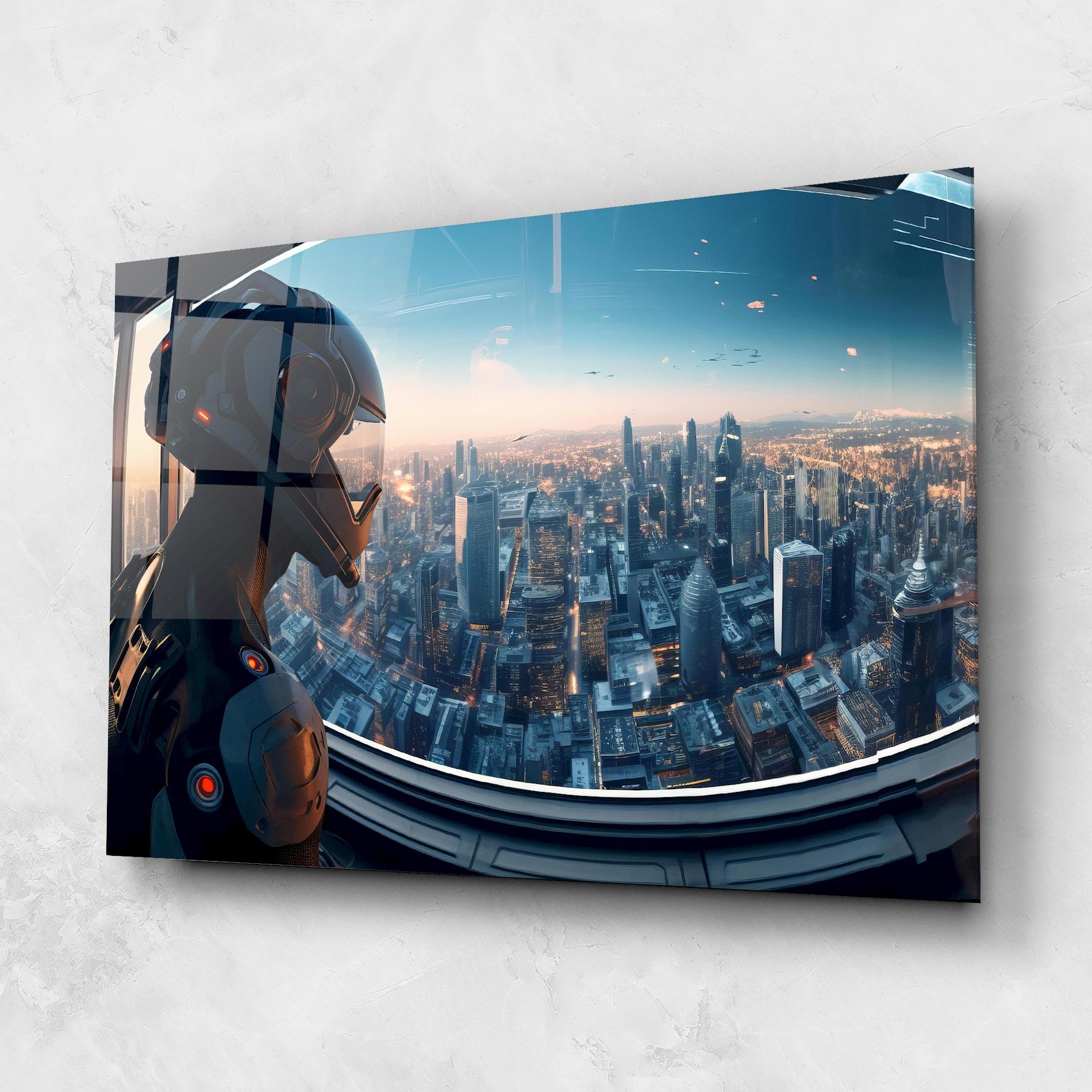 Glasbild Futuristic Robot mockup 1