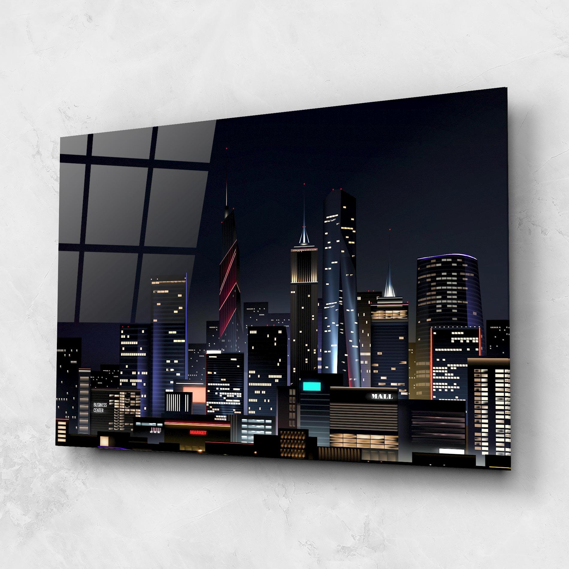 Glasbild Night City mockup 1