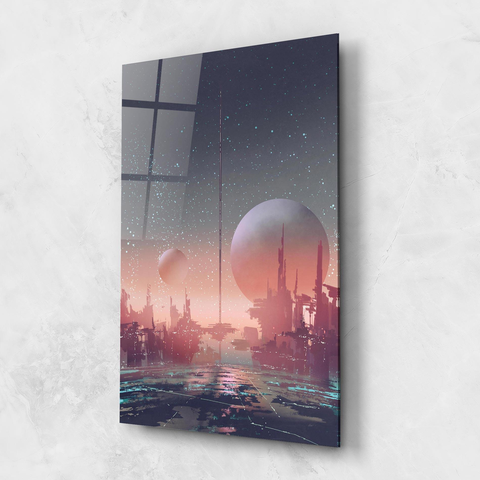 Glasbild Futuristic Alien Buildings mockup 1