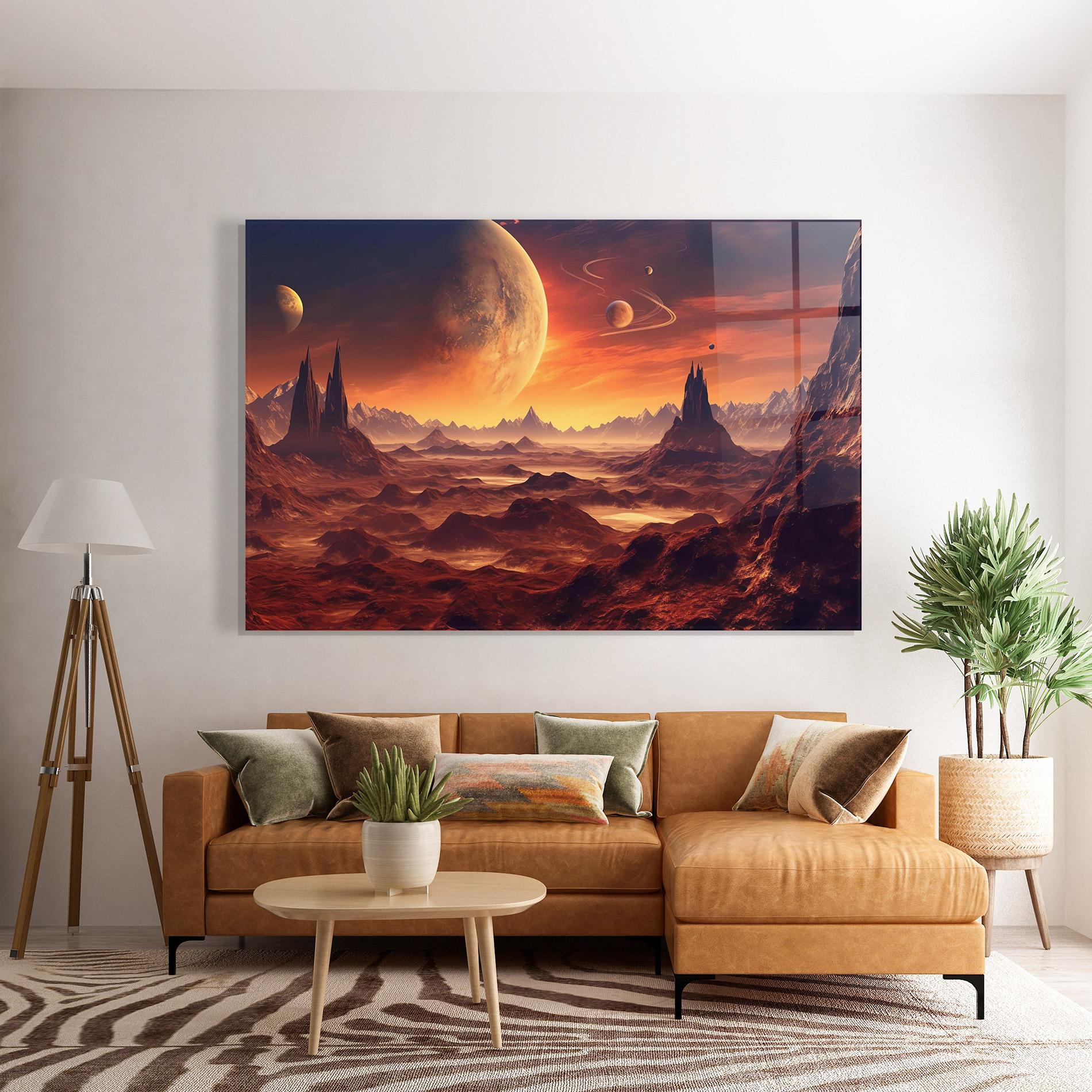 Glasbild Fiery Orange Sunset mockup 7