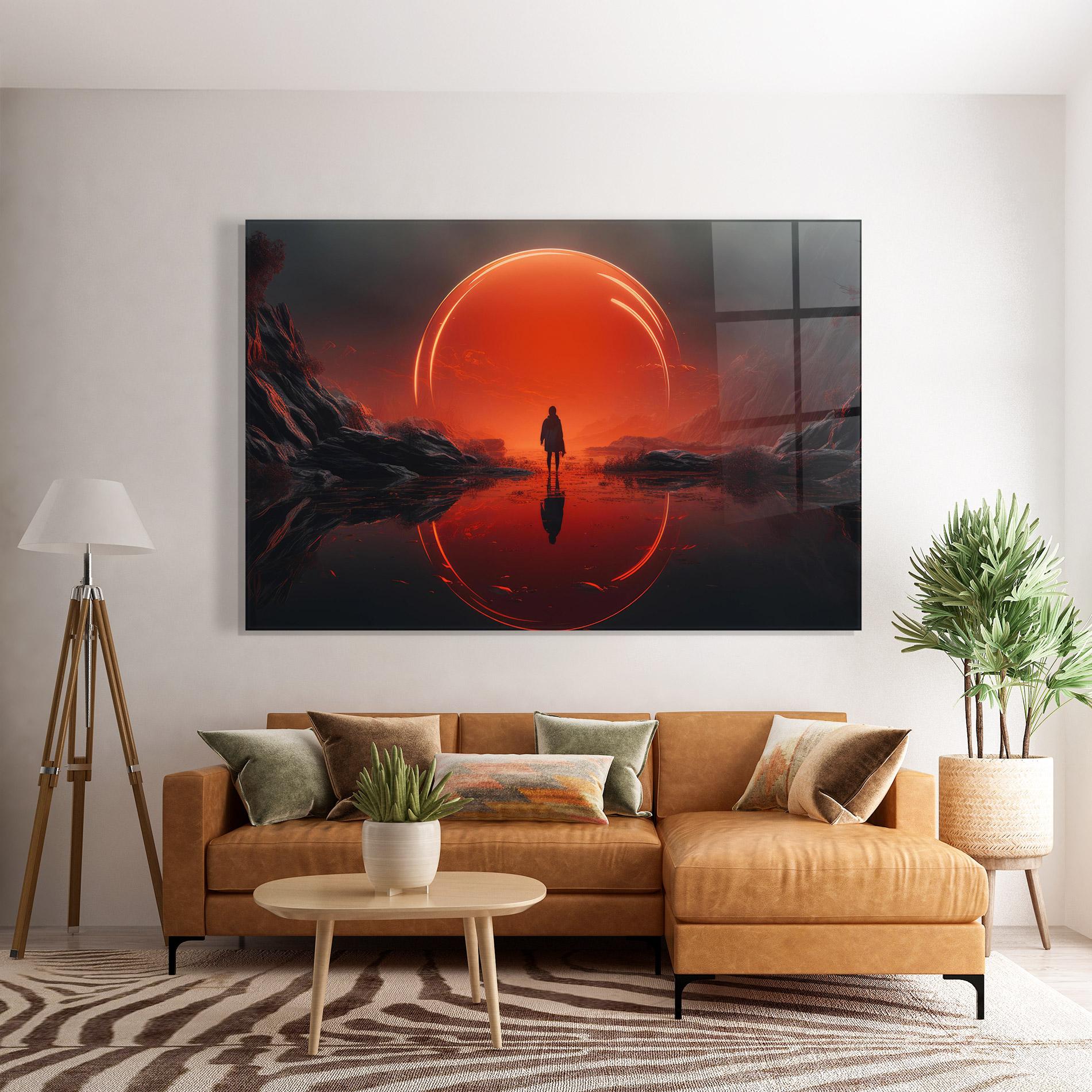 Glasbild Man Orange Orb mockup 7