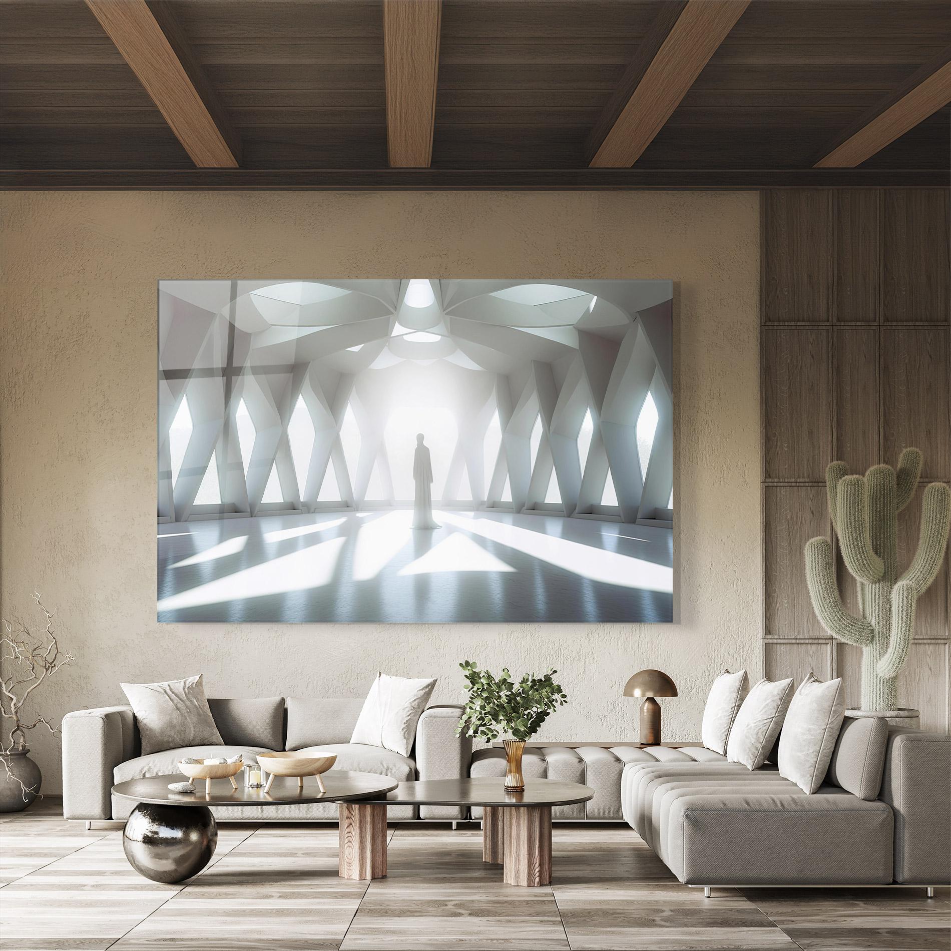 Glasbild Bright Room Statue mockup 8