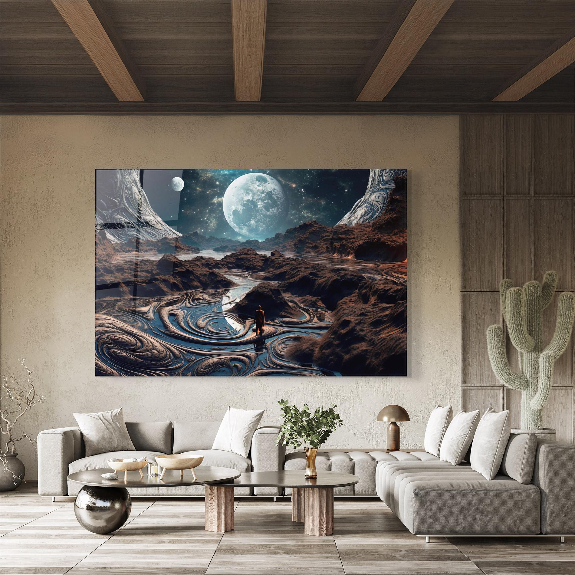 Glasbild Desert Big Moon mockup 8