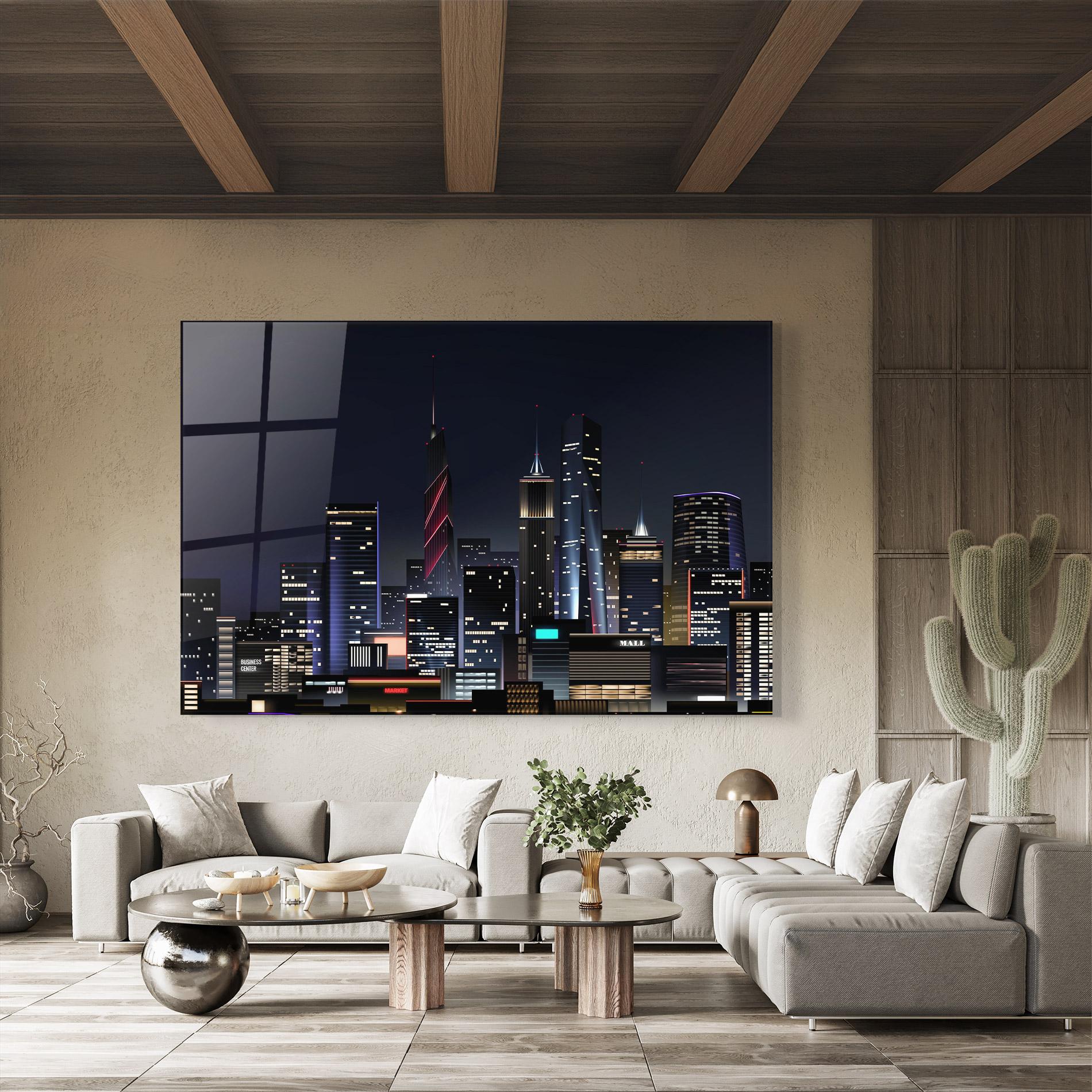 Glasbild Night City mockup 8