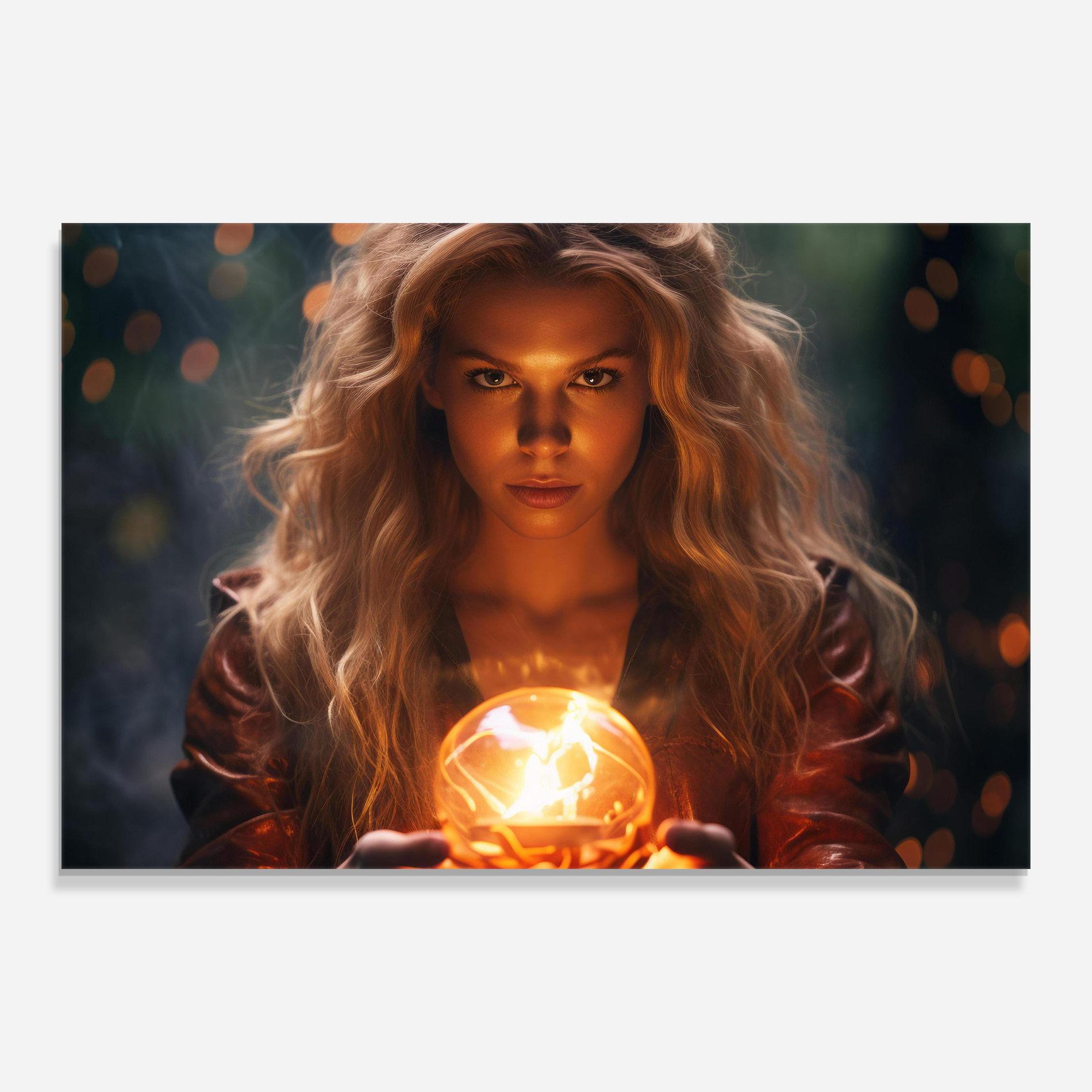Glasbild Beautiful Woman Witch mockup 0
