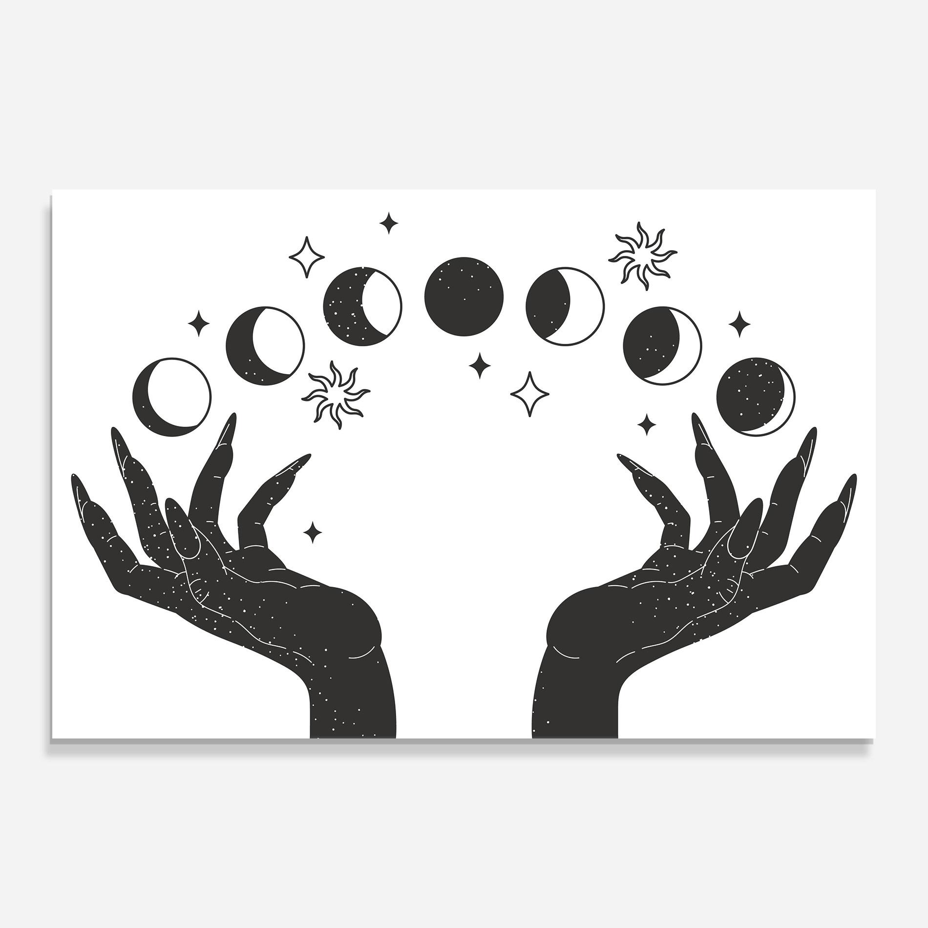 Glasbild Magic Moon Hands mockup 0
