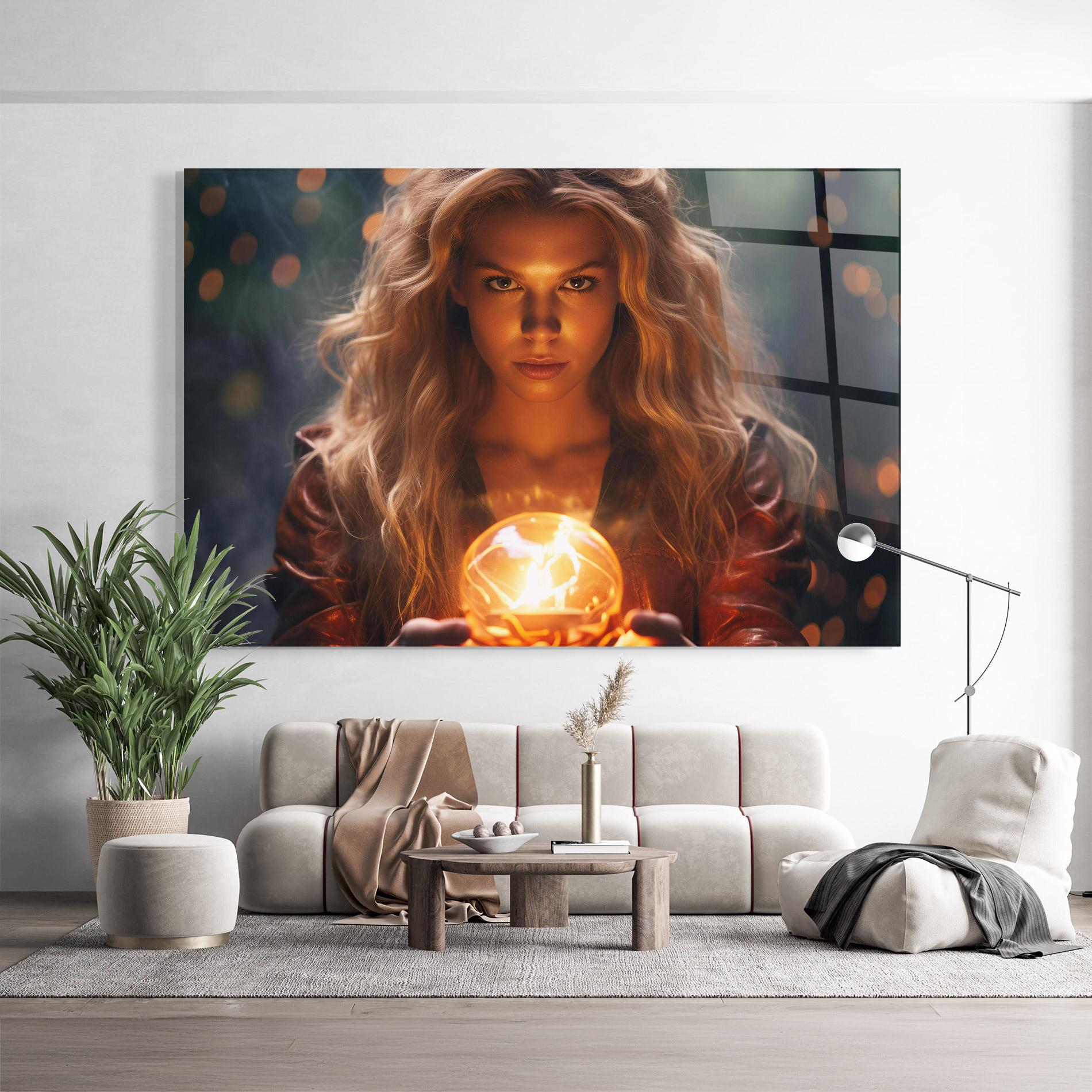 Glasbild Beautiful Woman Witch mockup 9