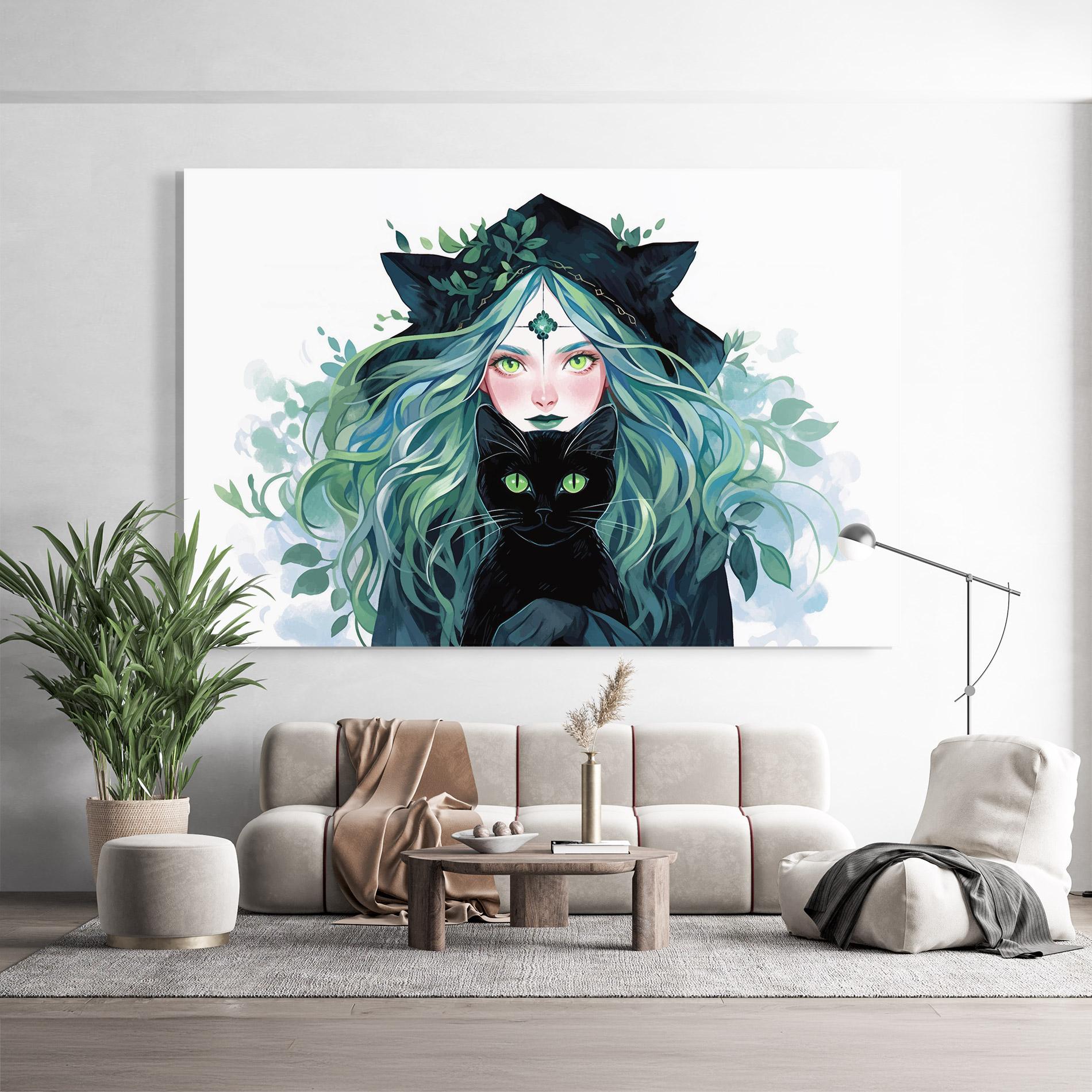 Glasbild Magic Cat Witch mockup 9