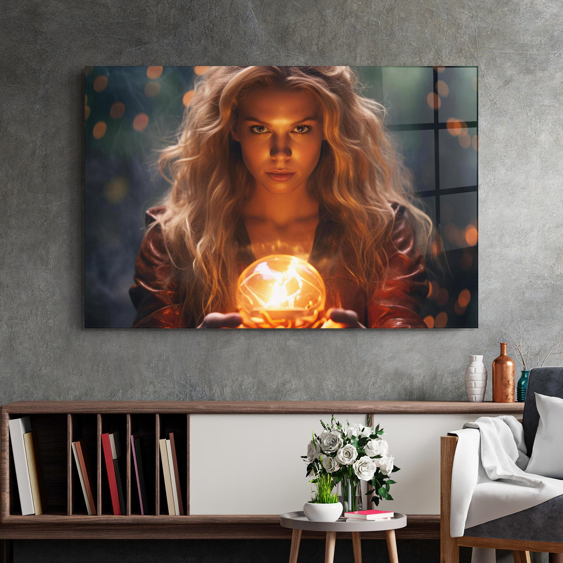 Glasbild Beautiful Woman Witch mockup 2