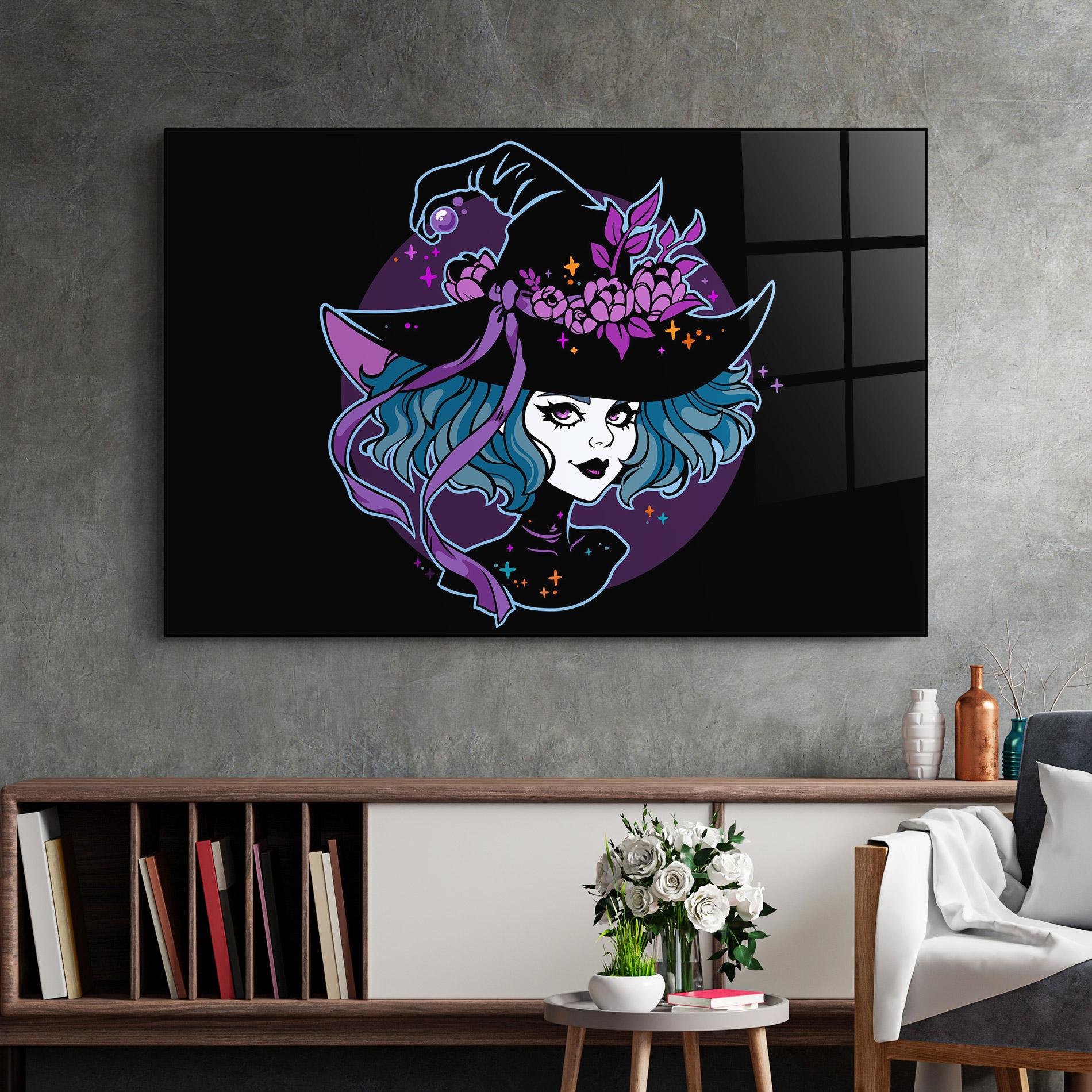 Glasbild Cute Purple Witch mockup 2