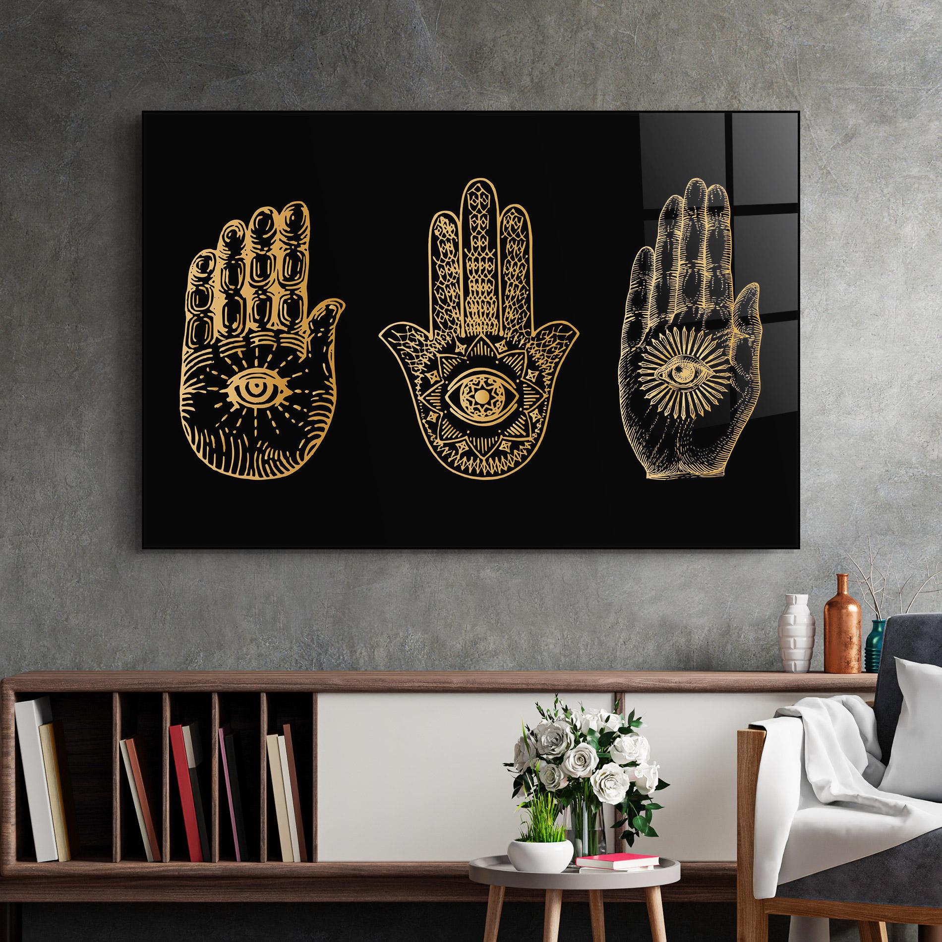 Glasbild Witch Gold Hands mockup 2