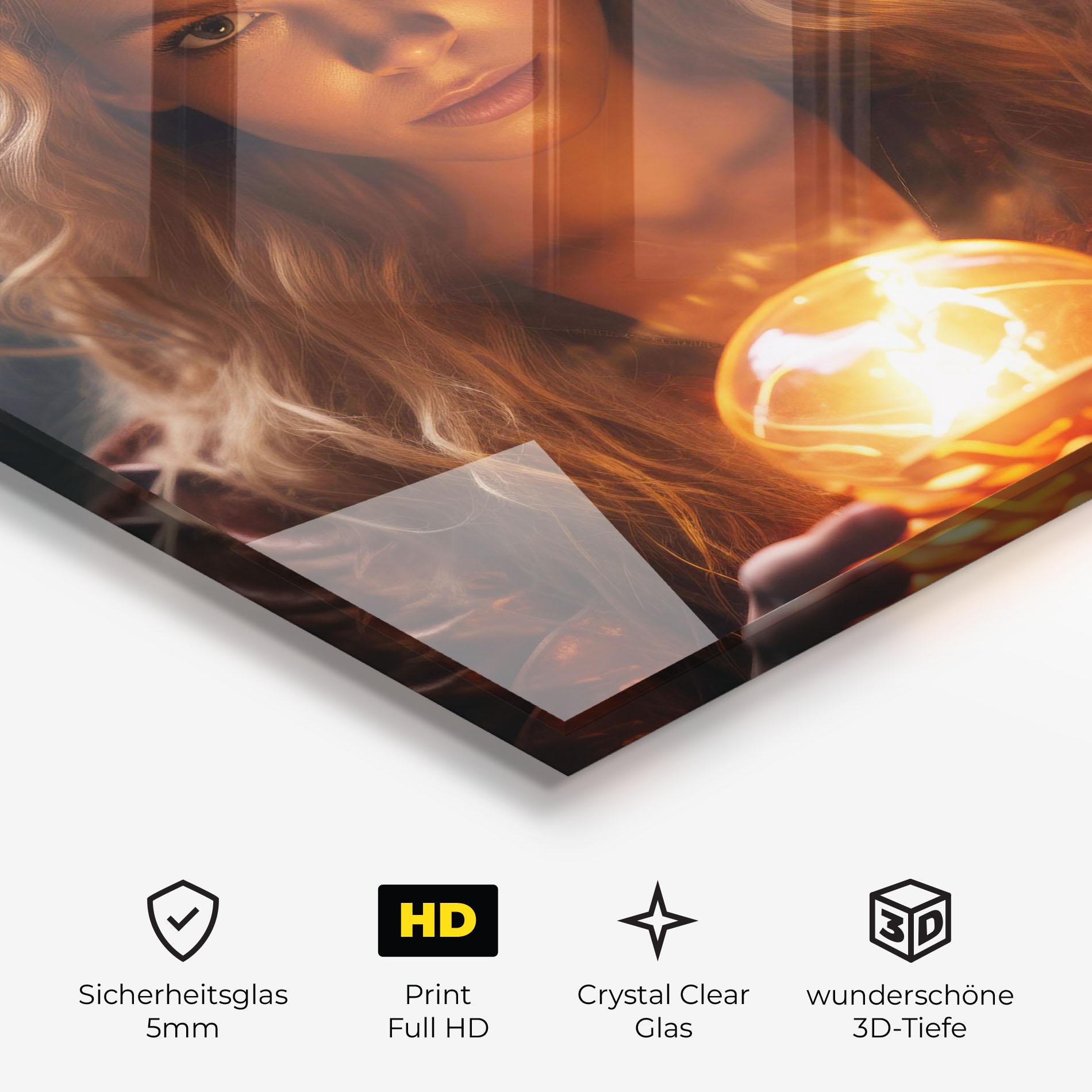 Glasbild Beautiful Woman Witch mockup 3