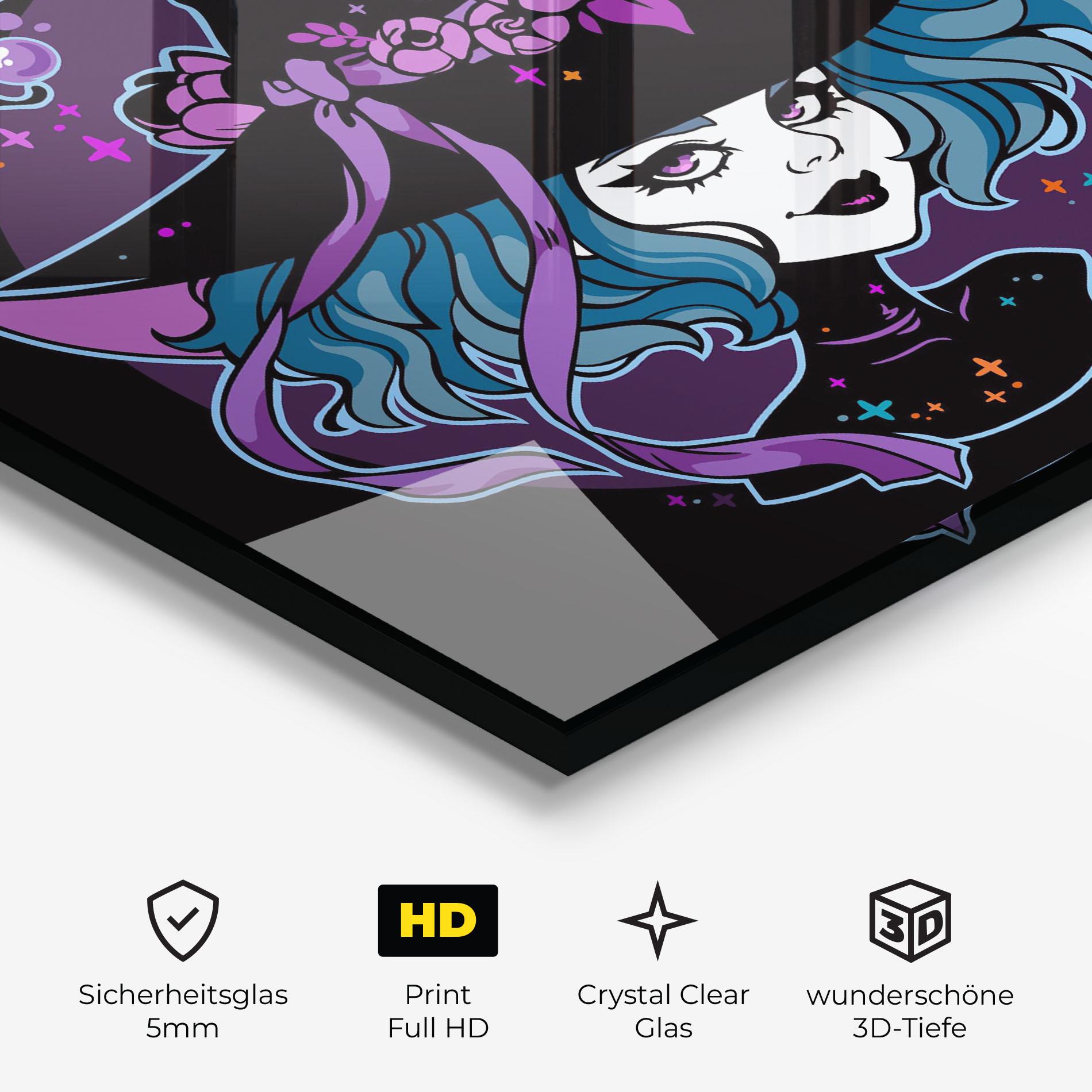 Glasbild Cute Purple Witch mockup 3