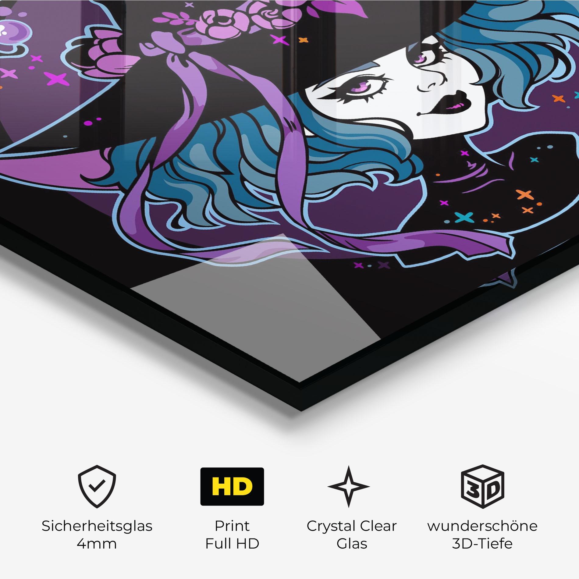 Glasbild Cute Purple Witch mockup 3