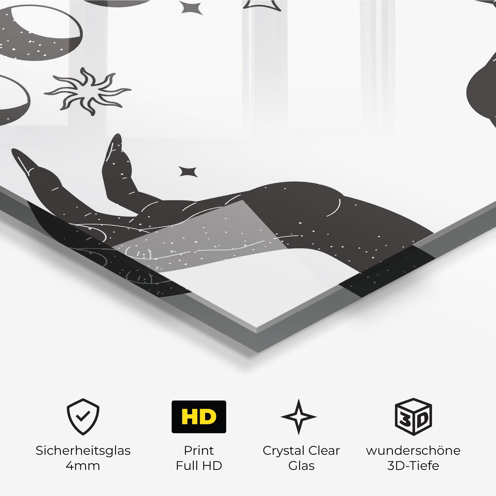 Glasbild Magic Moon Hands mockup 3