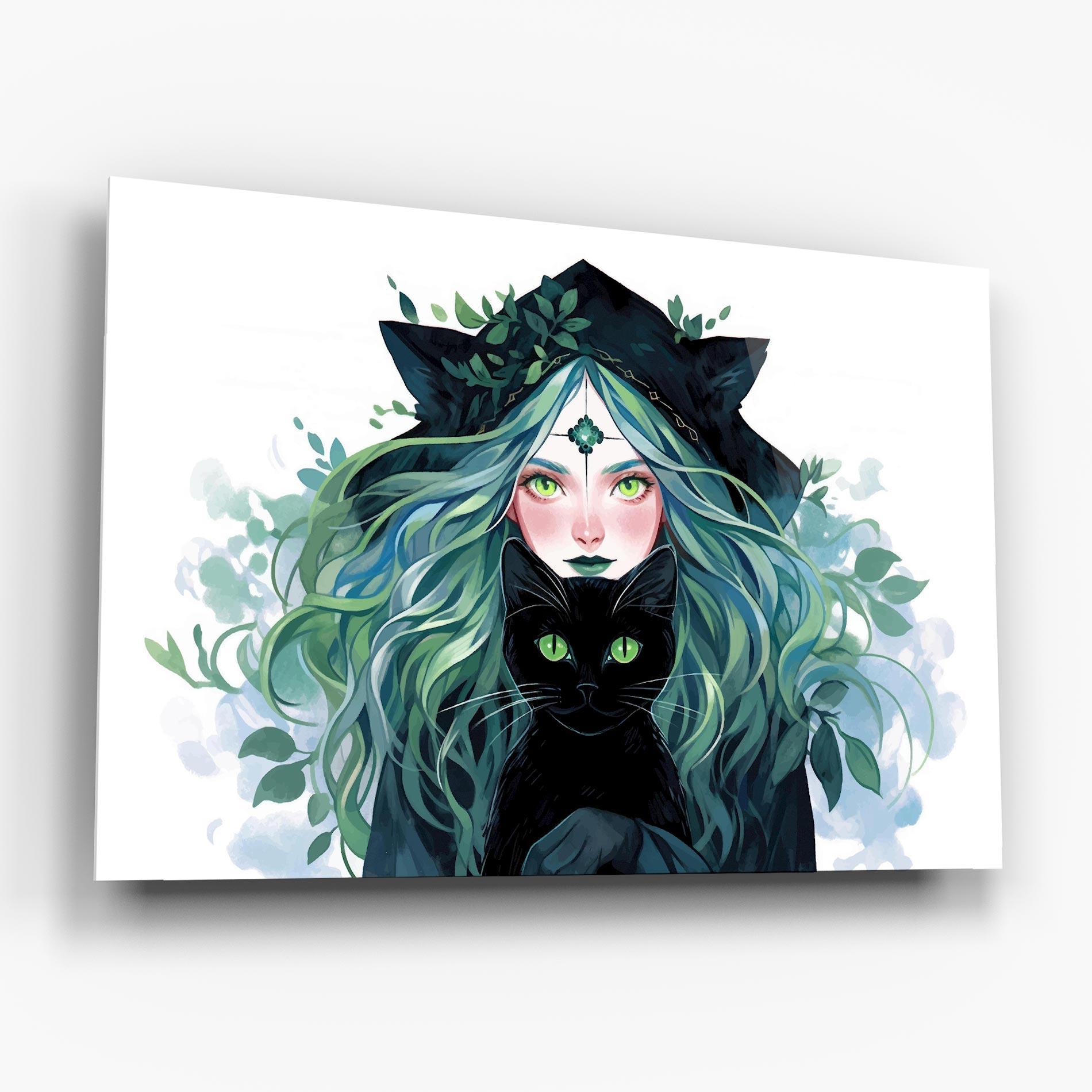 Glasbild Magic Cat Witch mockup 6