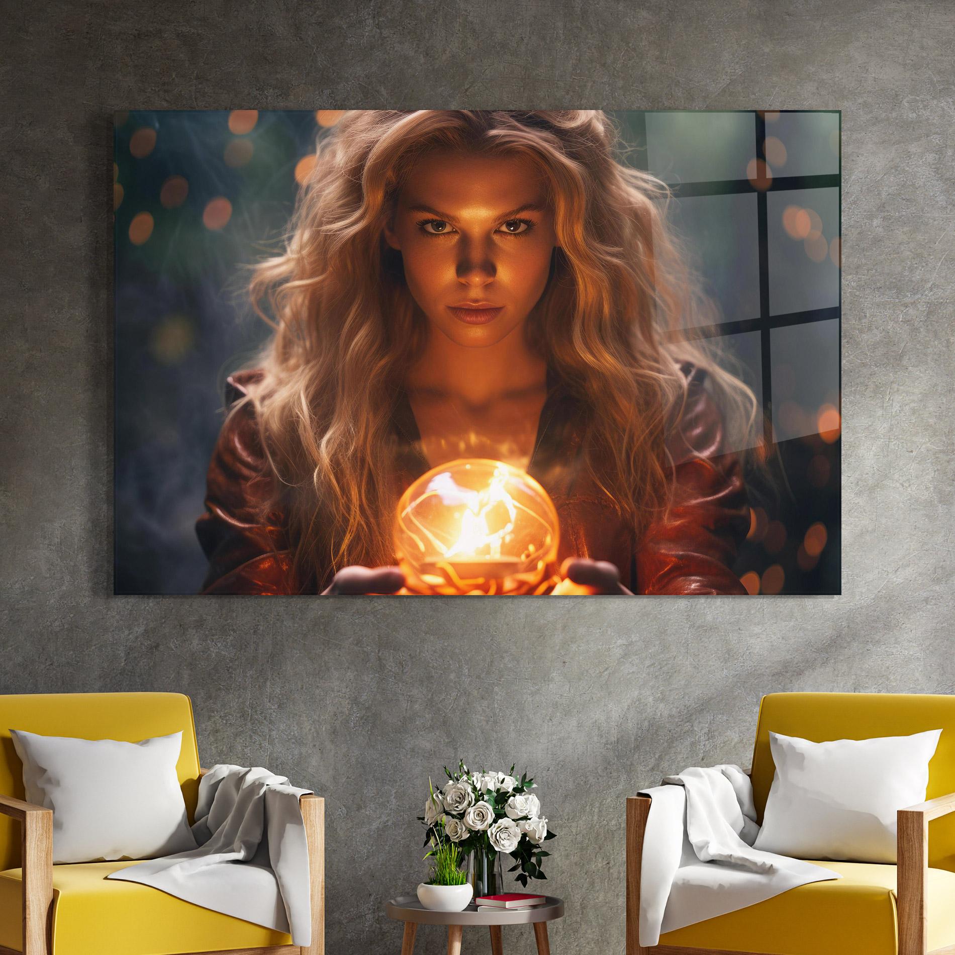 Glasbild Beautiful Woman Witch mockup 4