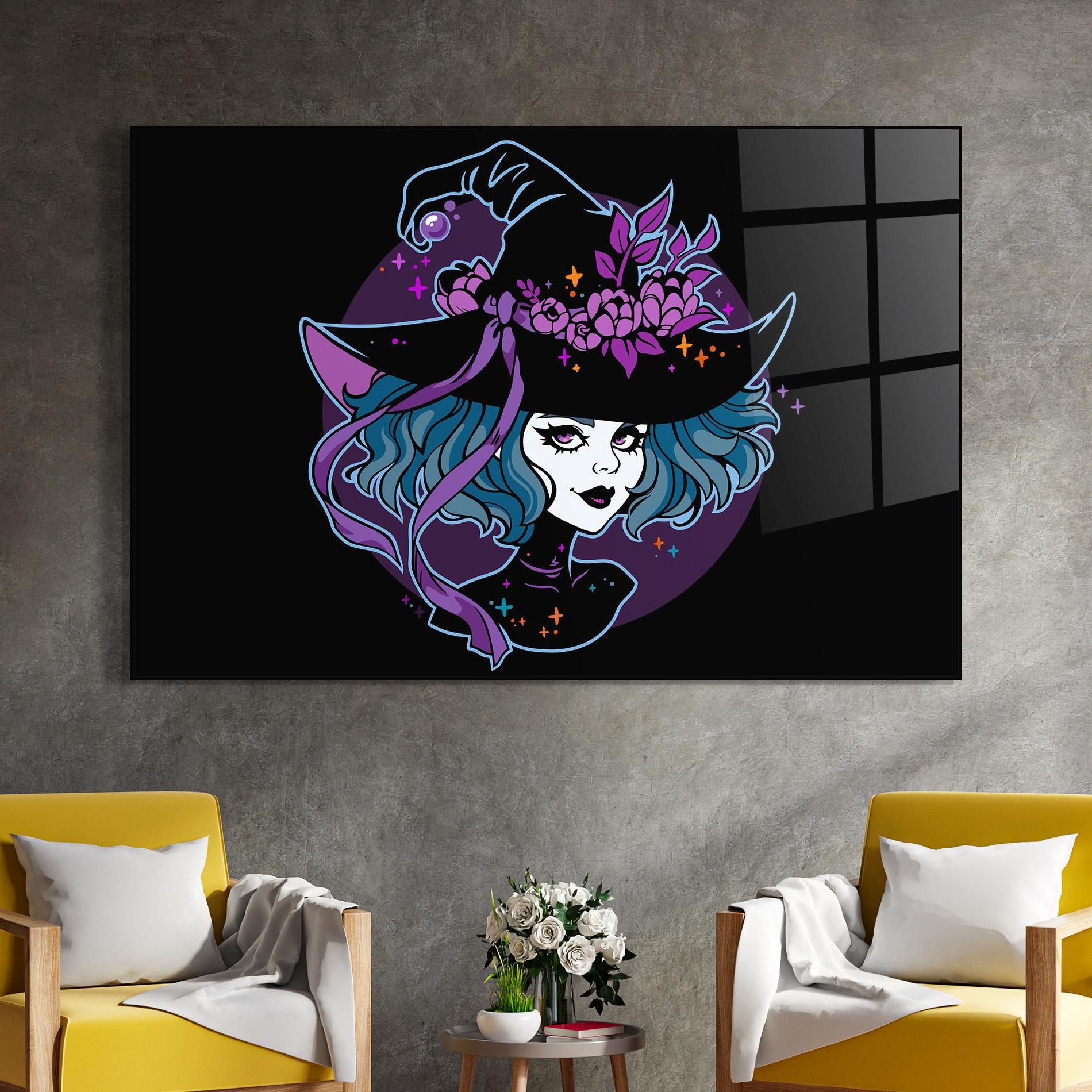 Glasbild Cute Purple Witch mockup 4
