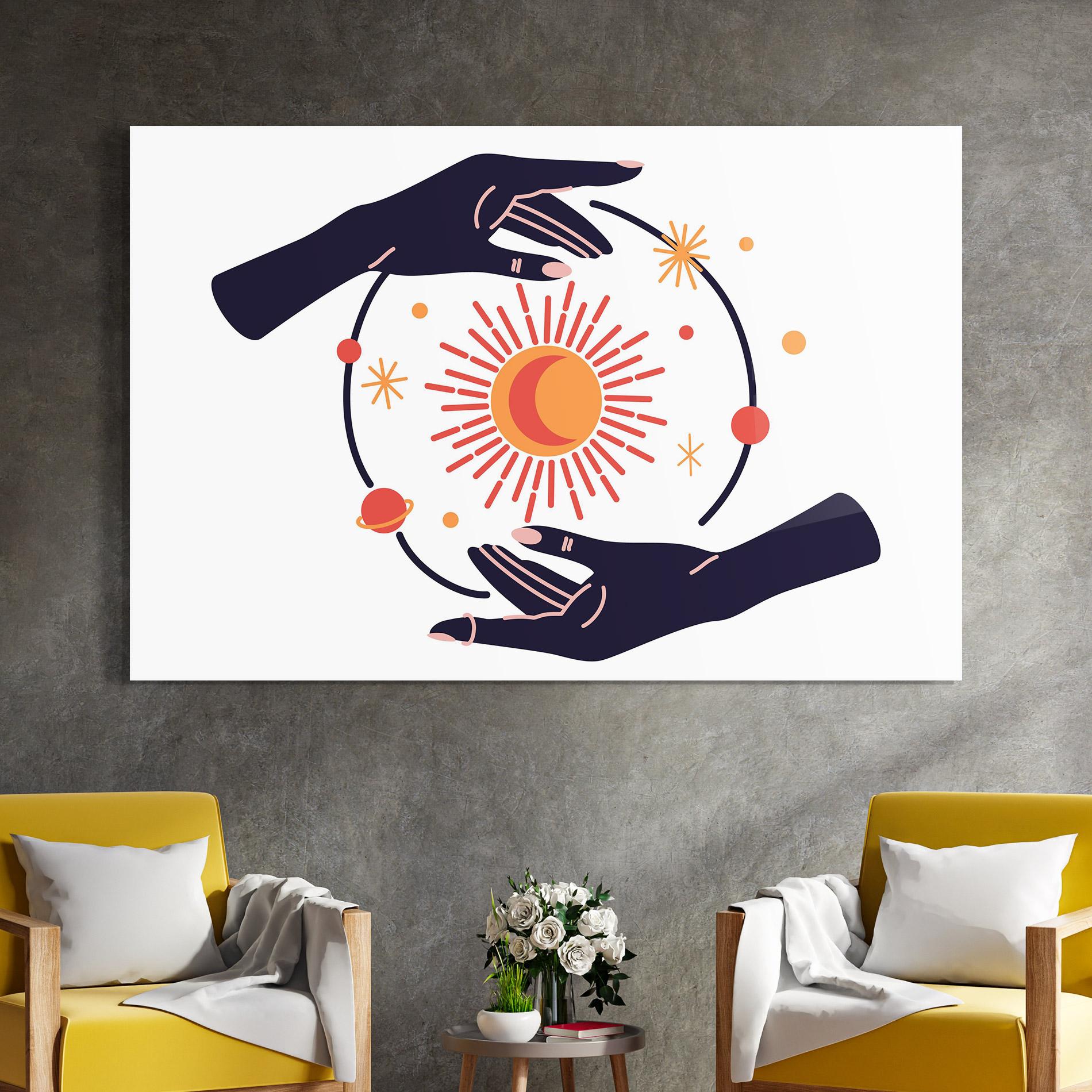 Glasbild Purple Magic Hands mockup 4