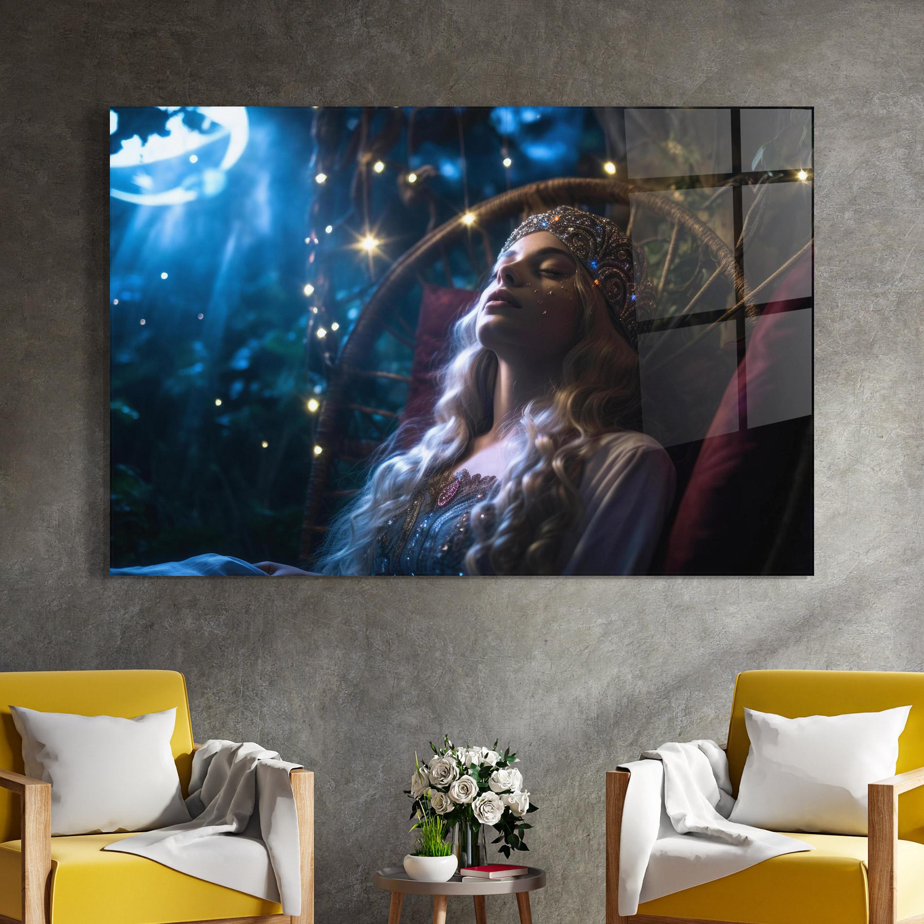 Glasbild Witch Sleeping mockup 4