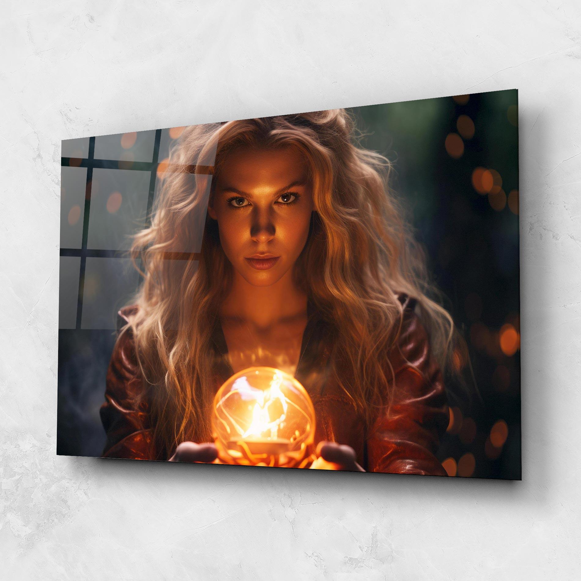 Glasbild Beautiful Woman Witch mockup 1