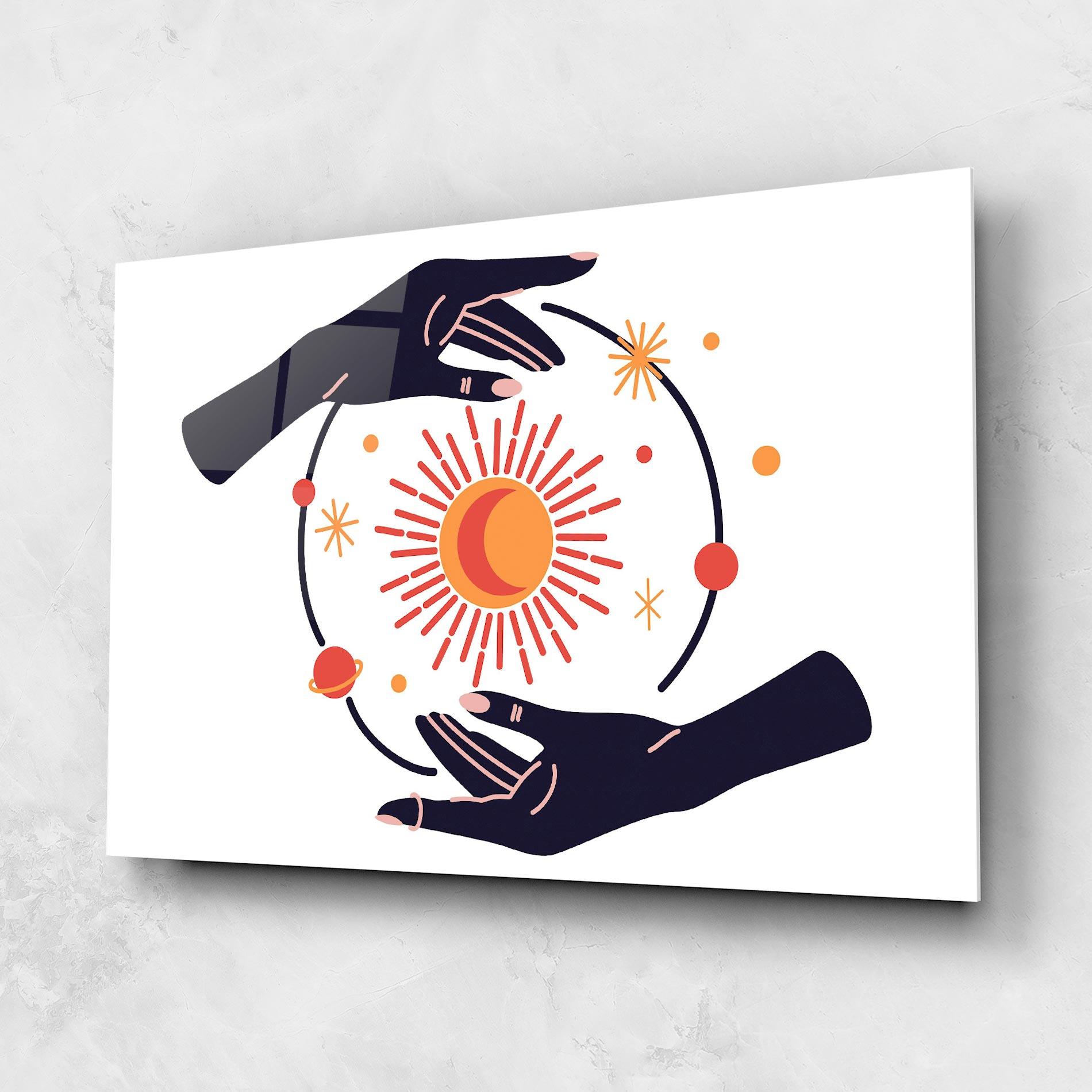 Glasbild Purple Magic Hands mockup 1