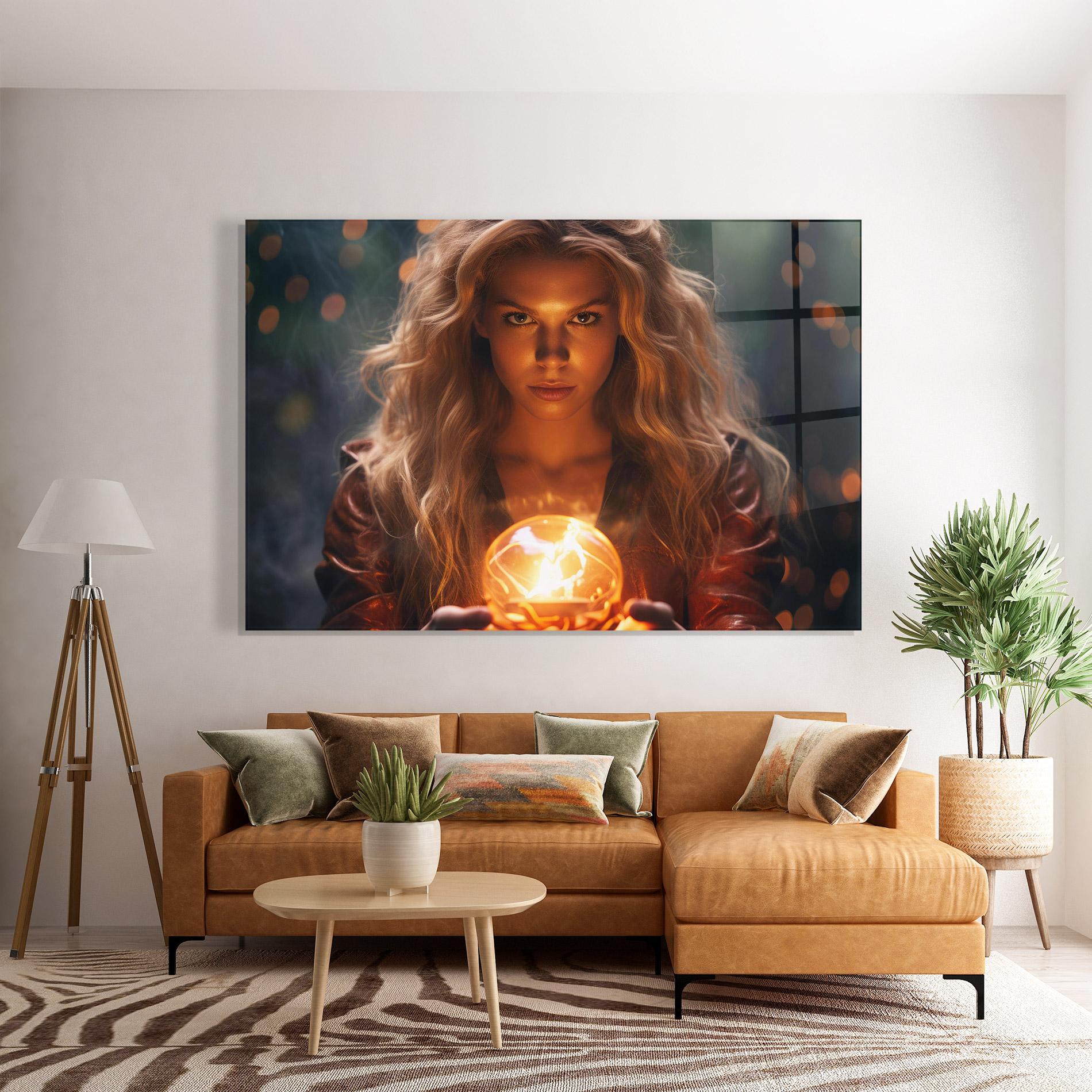 Glasbild Beautiful Woman Witch mockup 7