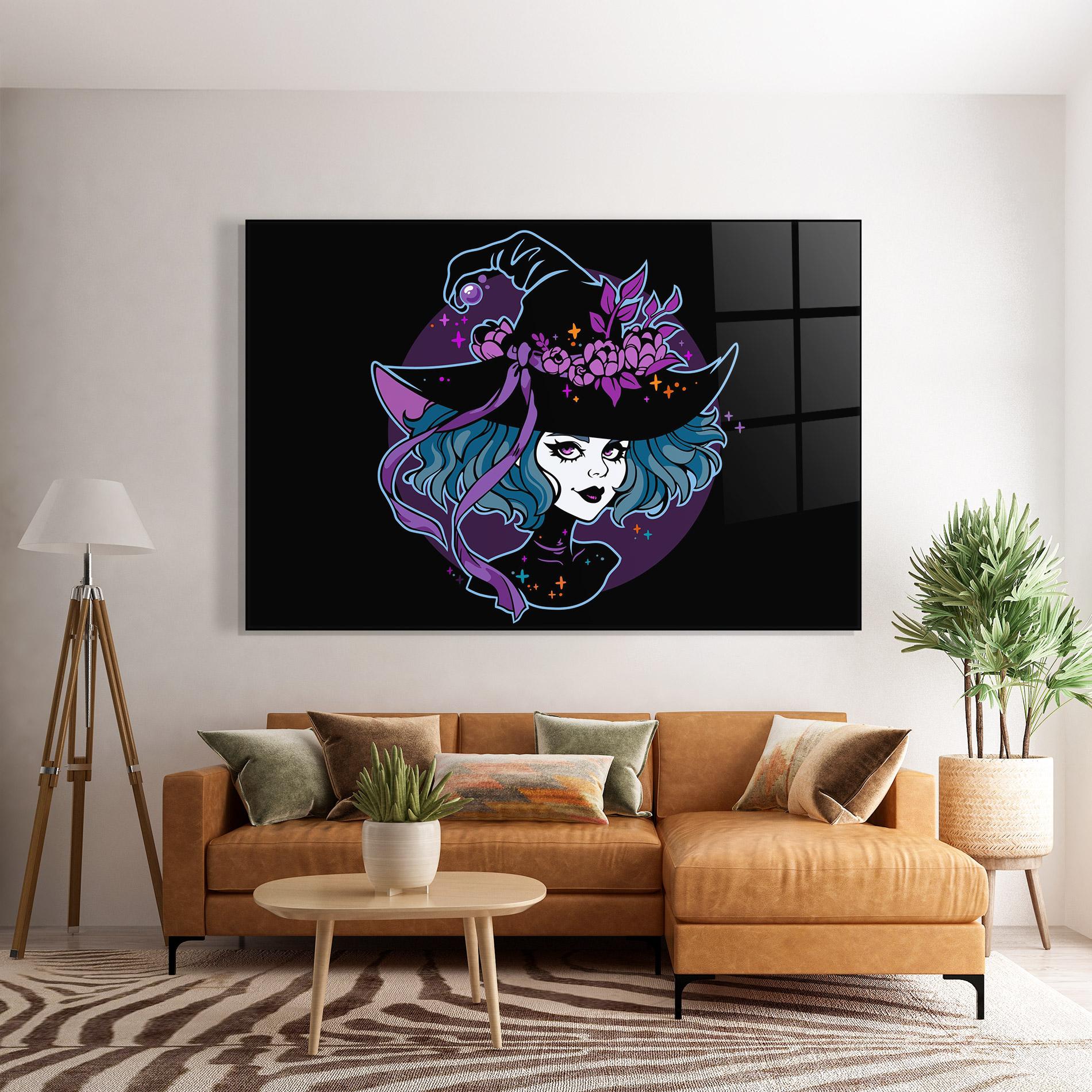 Glasbild Cute Purple Witch mockup 7