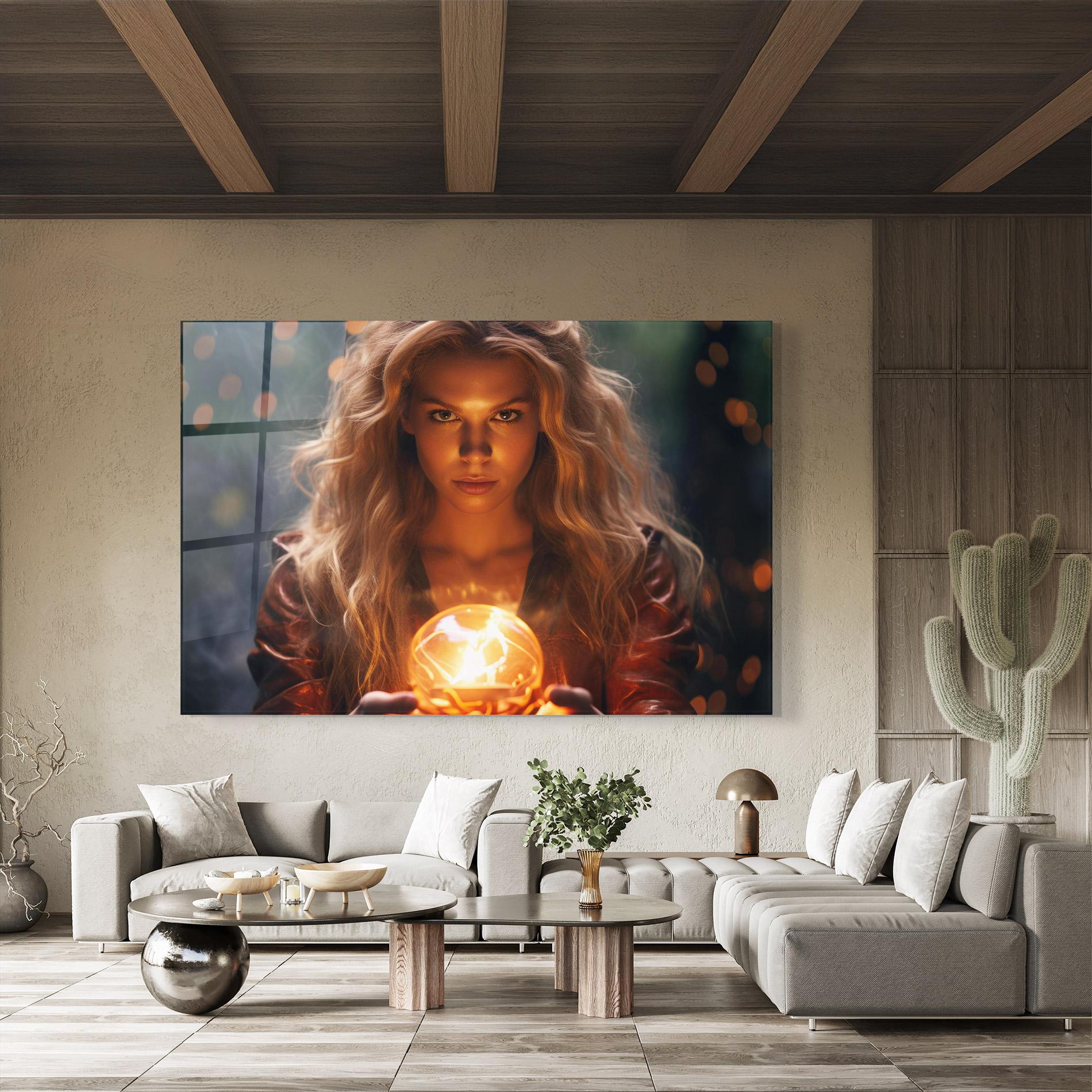 Glasbild Beautiful Woman Witch mockup 8