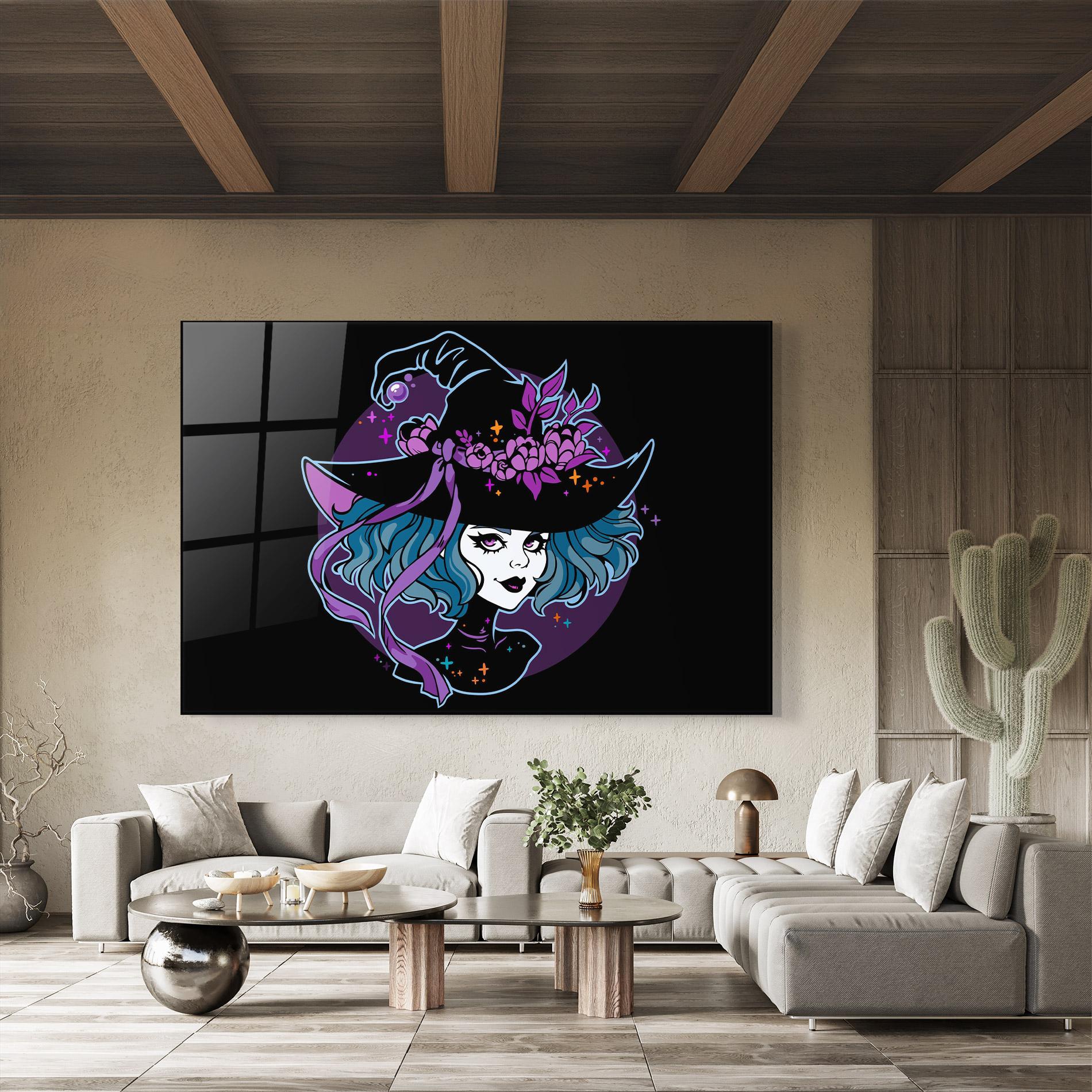 Glasbild Cute Purple Witch mockup 8
