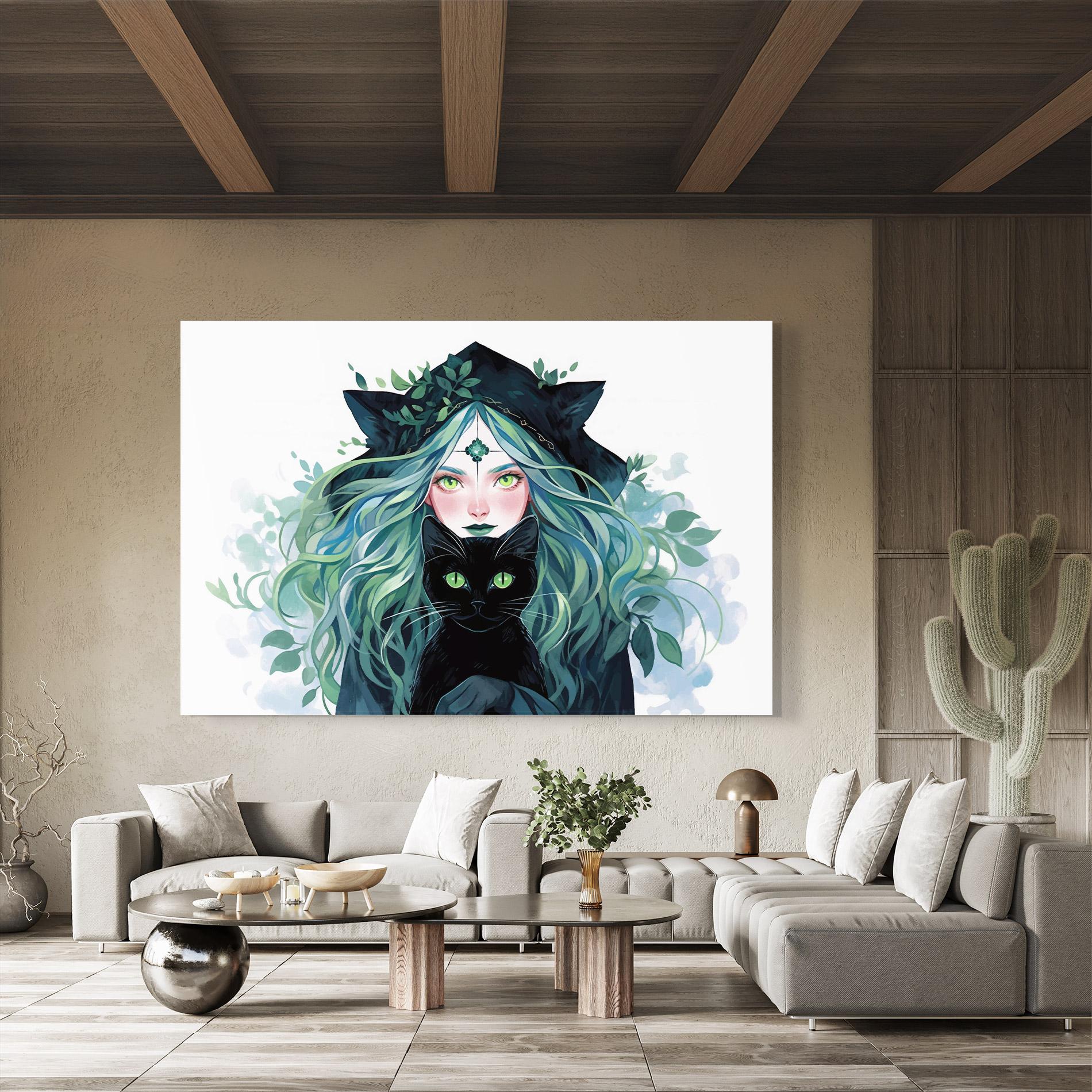 Glasbild Magic Cat Witch mockup 8