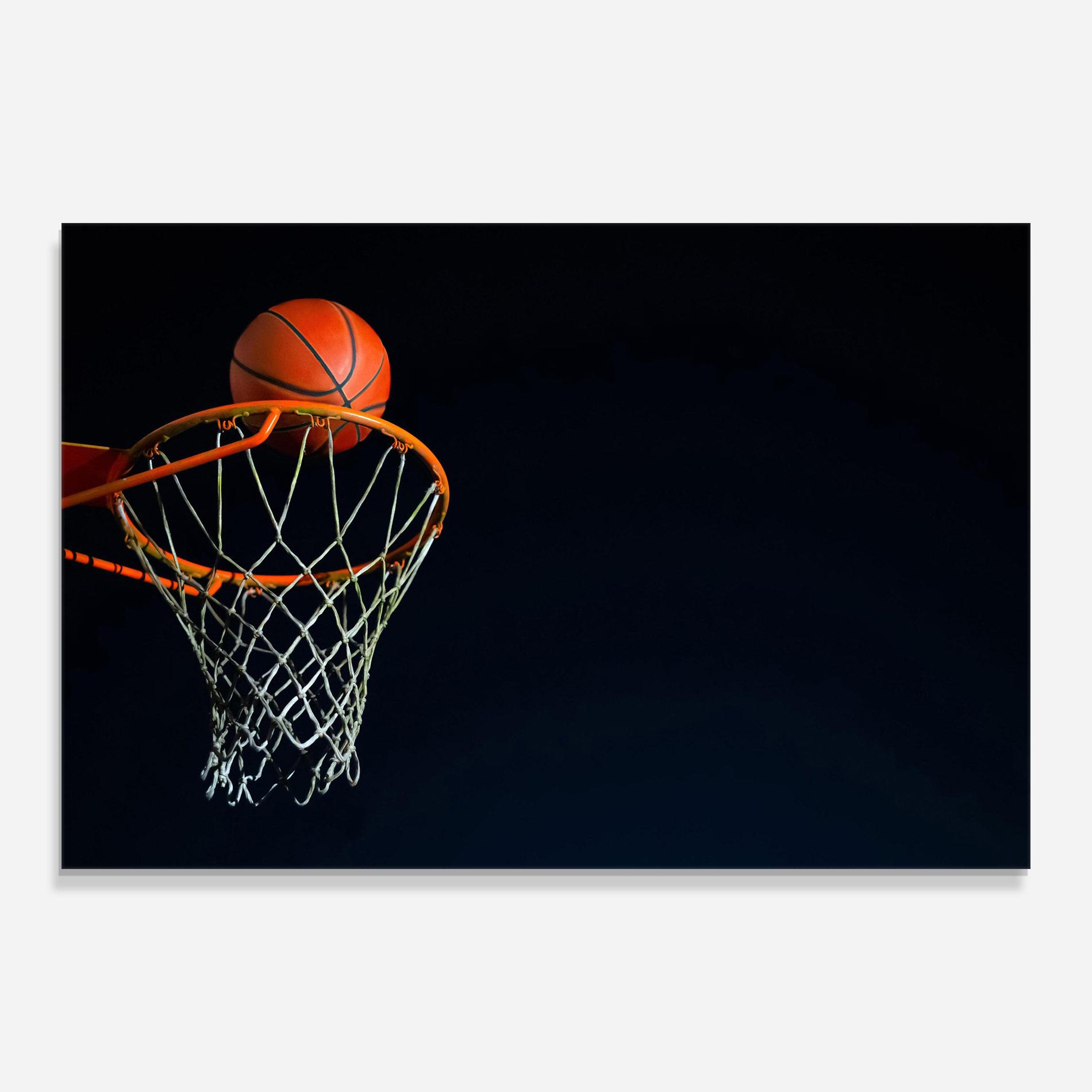 Glasbild Basketball Hoop On Black mockup 0