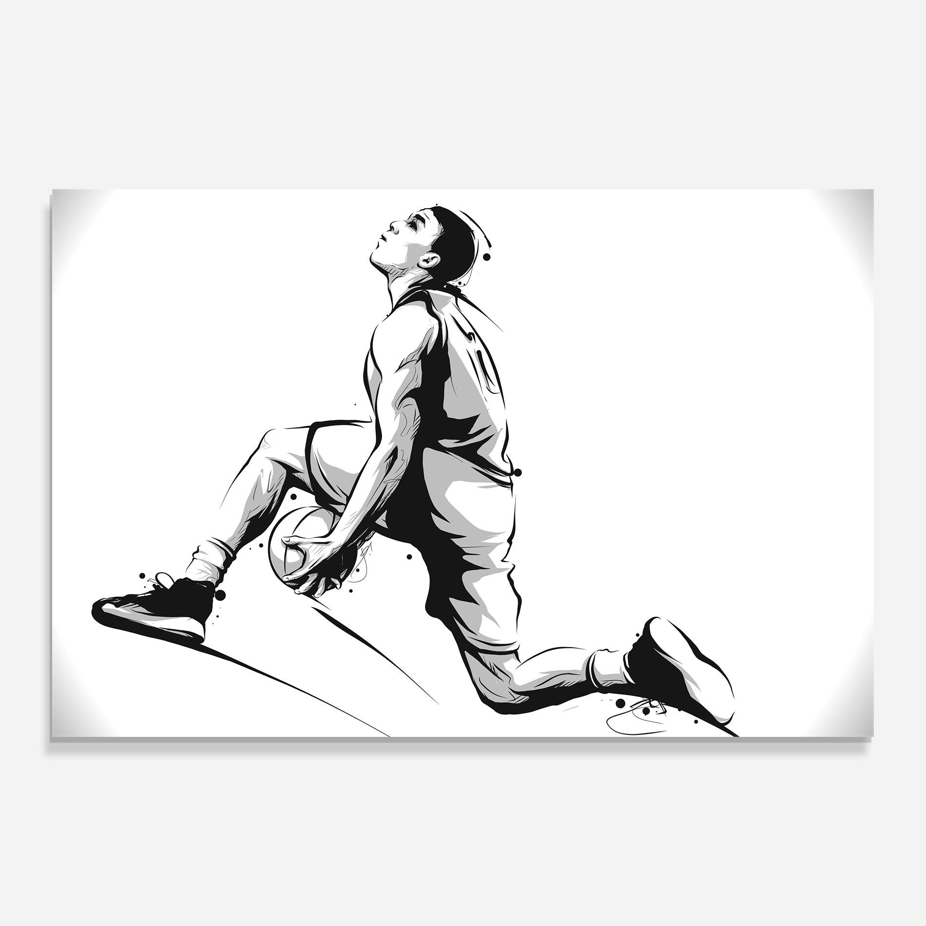 Glasbild Basketball Player Jump mockup 0