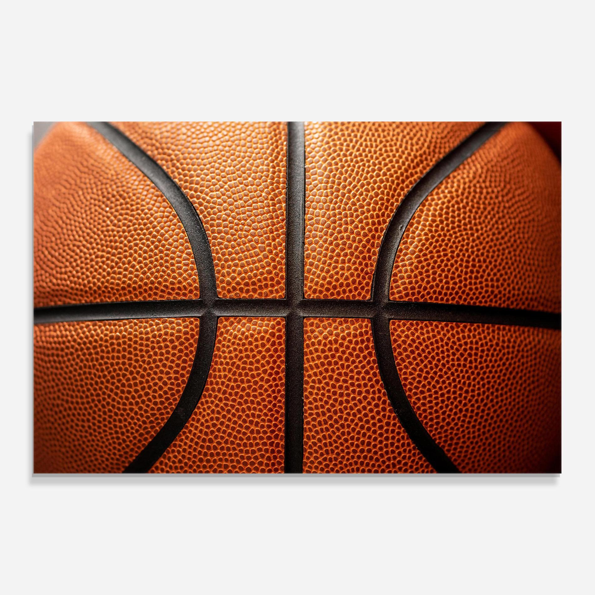 Glasbild Close Up Leather Basketball mockup 0