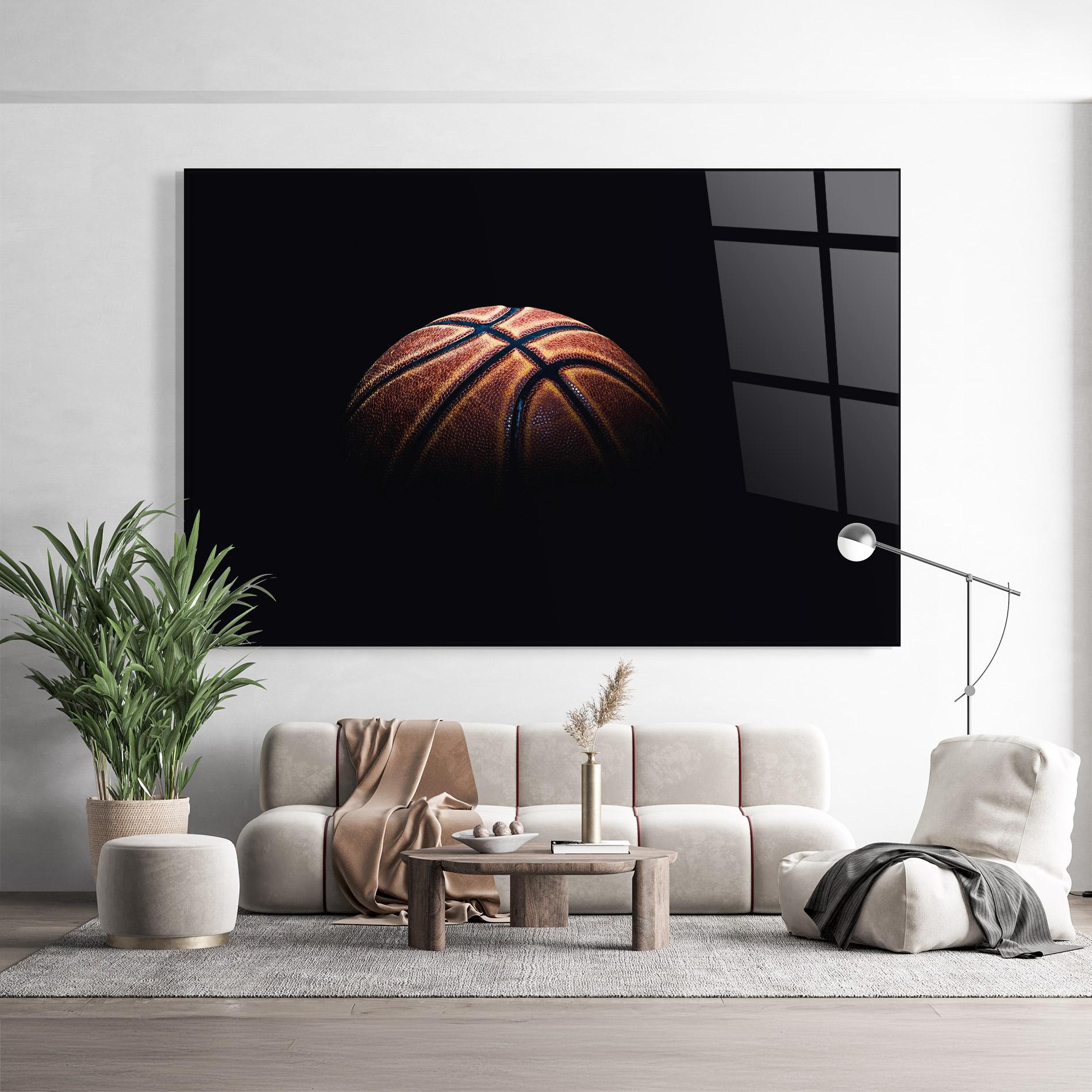 Glasbild Basketball Ball In Dark mockup 9