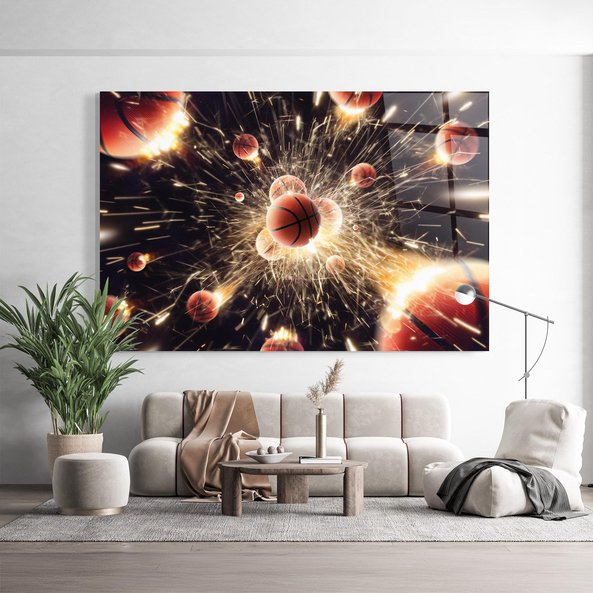 Glasbild Basketball Explosion mockup 9