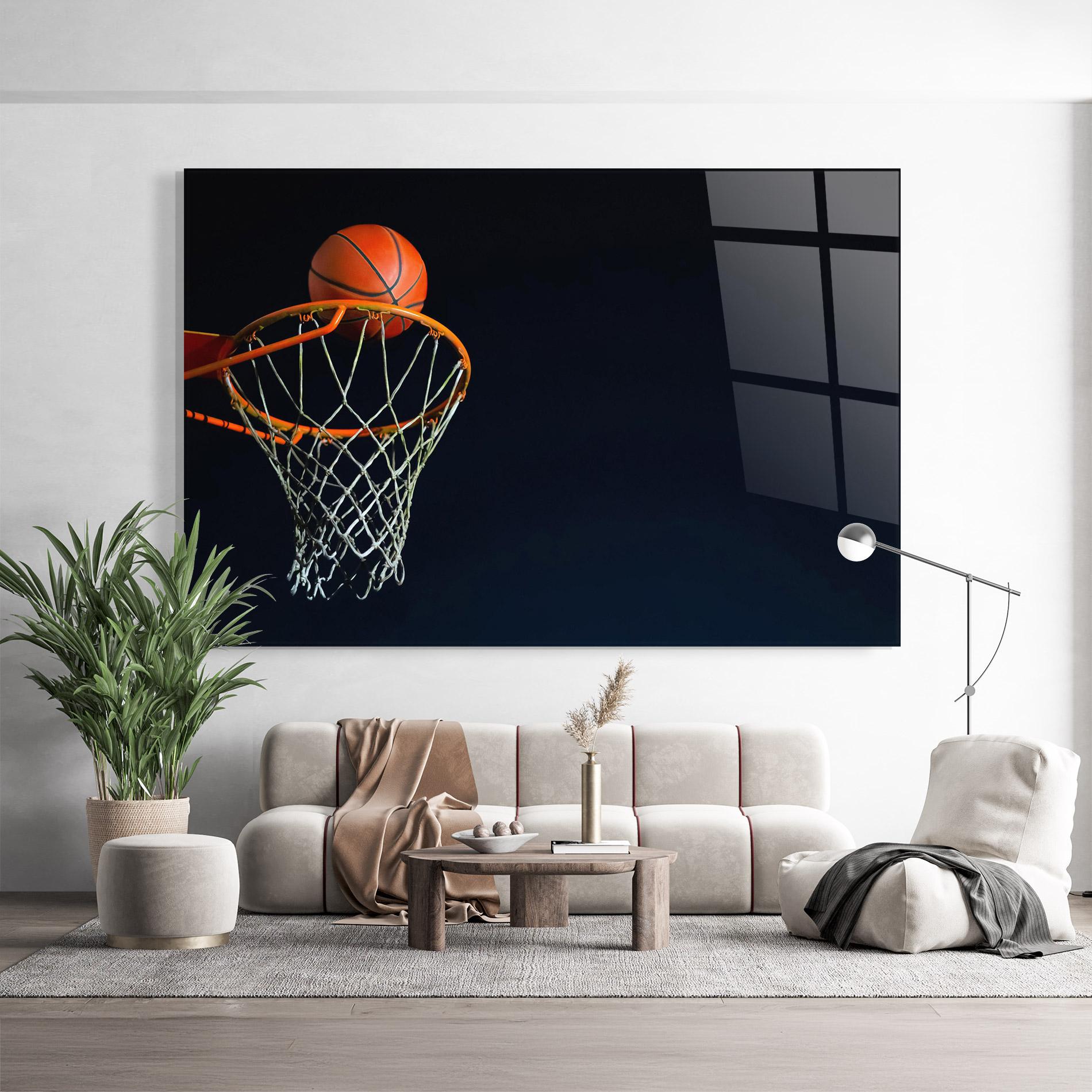 Glasbild Basketball Hoop On Black mockup 9