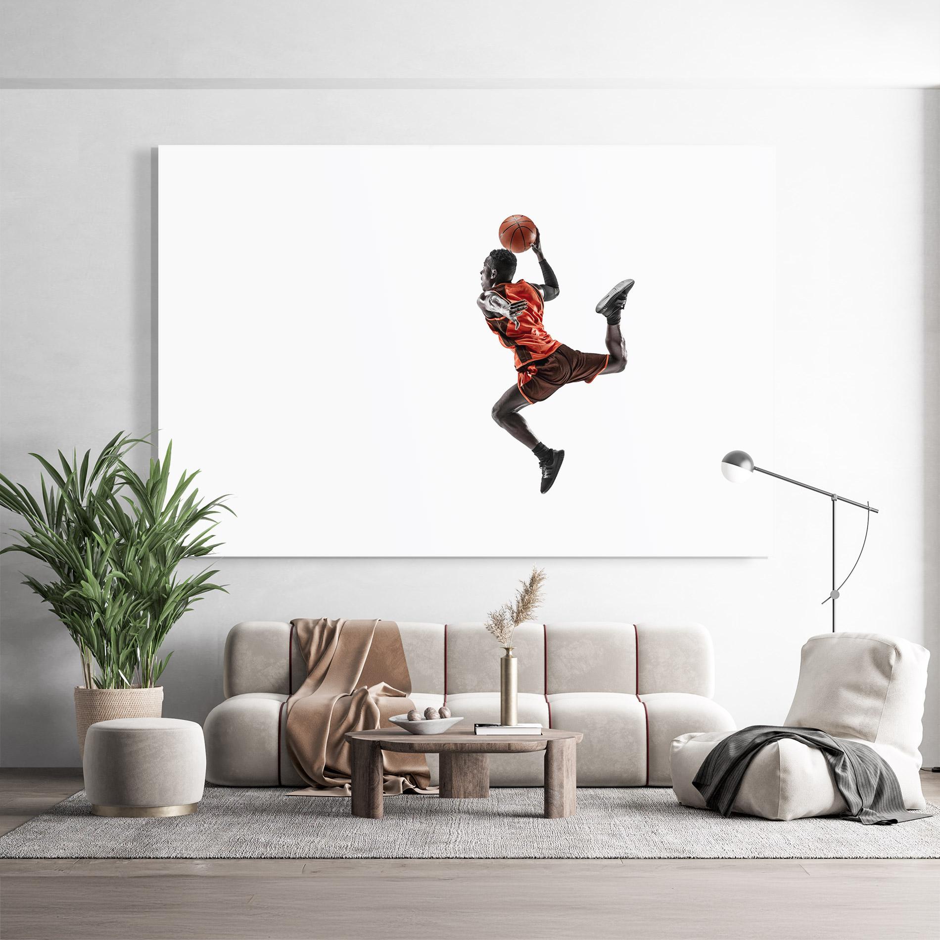 Glasbild Basketball Player Flying mockup 9