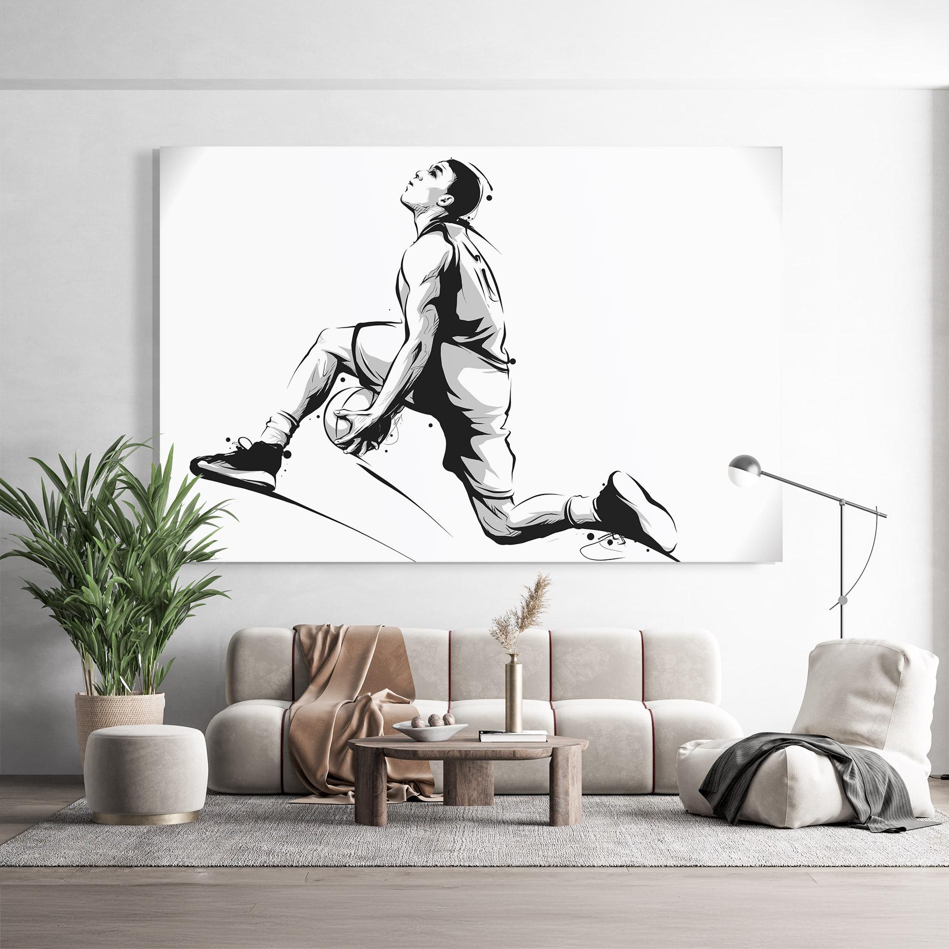 Glasbild Basketball Player Jump mockup 9